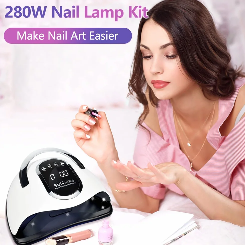 BEENLE Lampe UV LED pour Ongles, 280W Séchoir à Ongles à Séchage Rapide avec 66 LED Capteur Auto, Séchoir à Ongles Portable avec Poignée | 4 Réglages de Minuterie | Espace Plus Grand | Un Accessoire