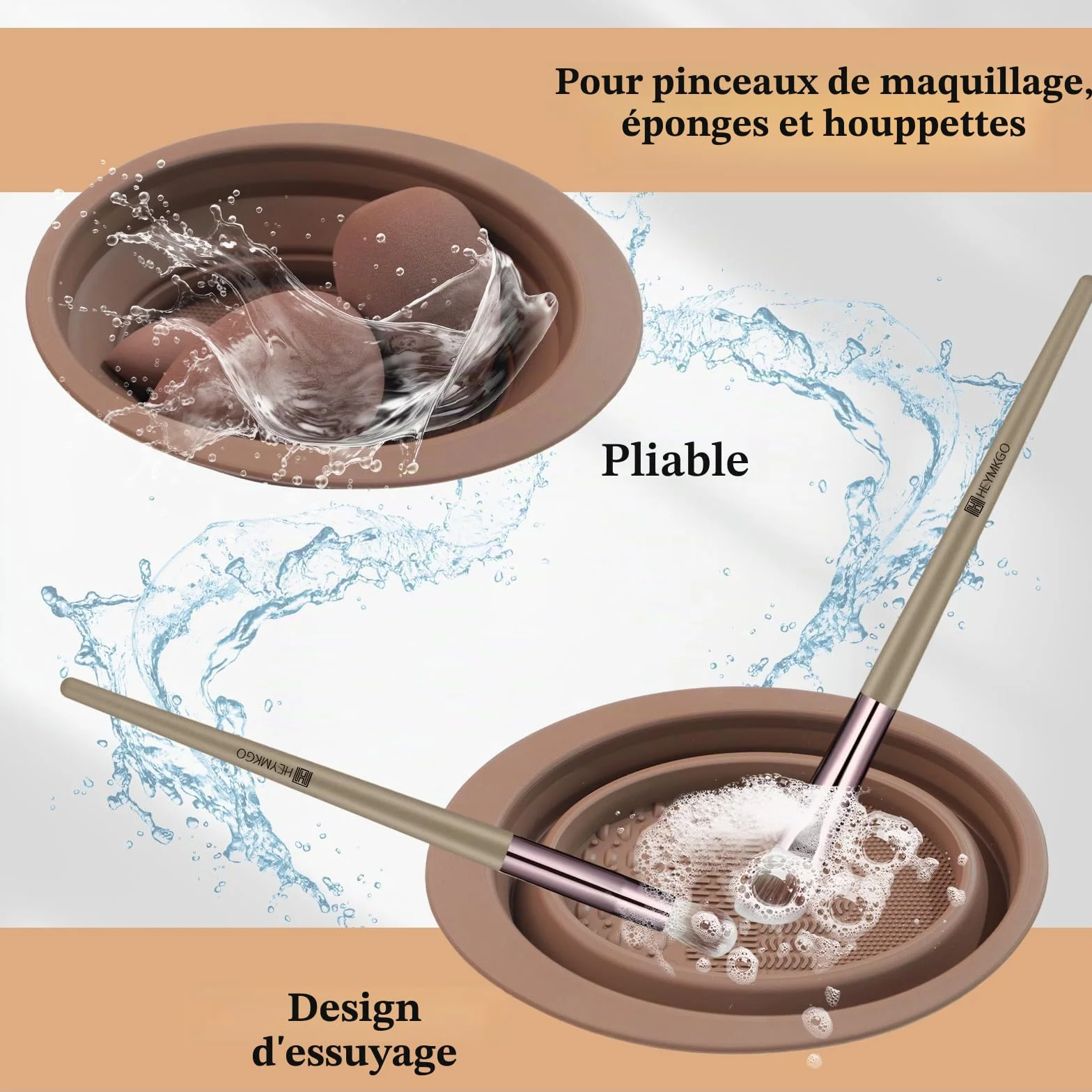 HEYMKGO Kit de 40 Pinceaux de Maquillage Professionnels - Set Complet Pinceaux Double Face