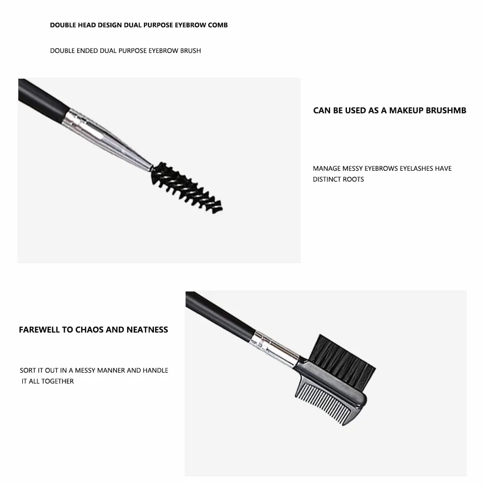 Brosse à Sourcils Double Face, Peigne à Cils Double Extrémité, 2 Pcs, Outil de Maquillage Portable