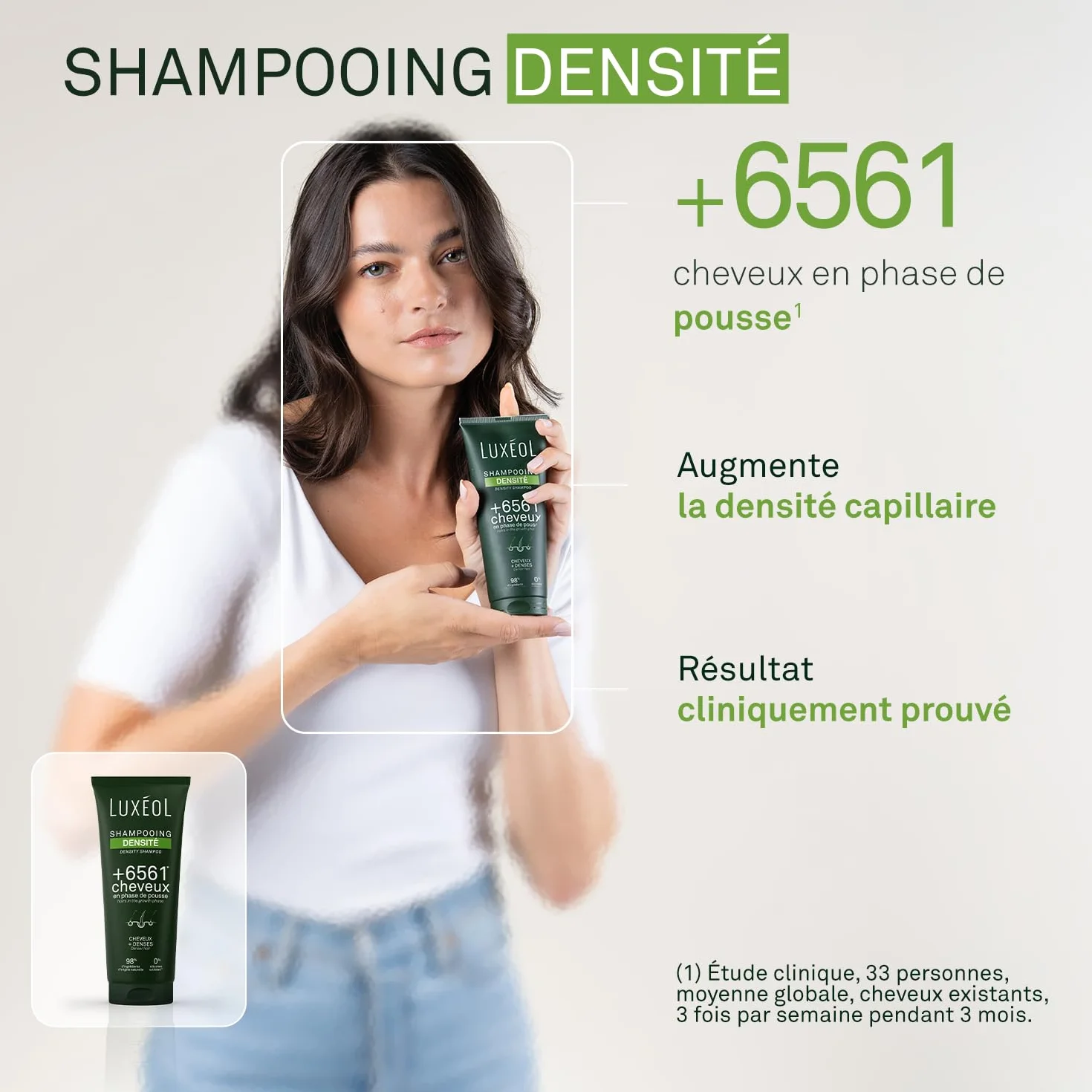 LUXEOL Shampooing Densité Cheveux 200 ml Augmente Densité Capillaire 98% Ingrédients Naturelle Sans Silicones Fabriqué France