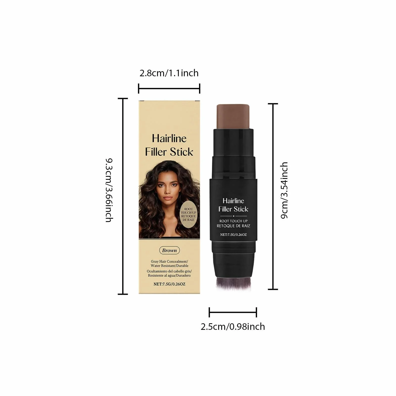 Namika Root Touch Up Stick Cheveux Waterproof Poudre Retouche Racines (Brown)