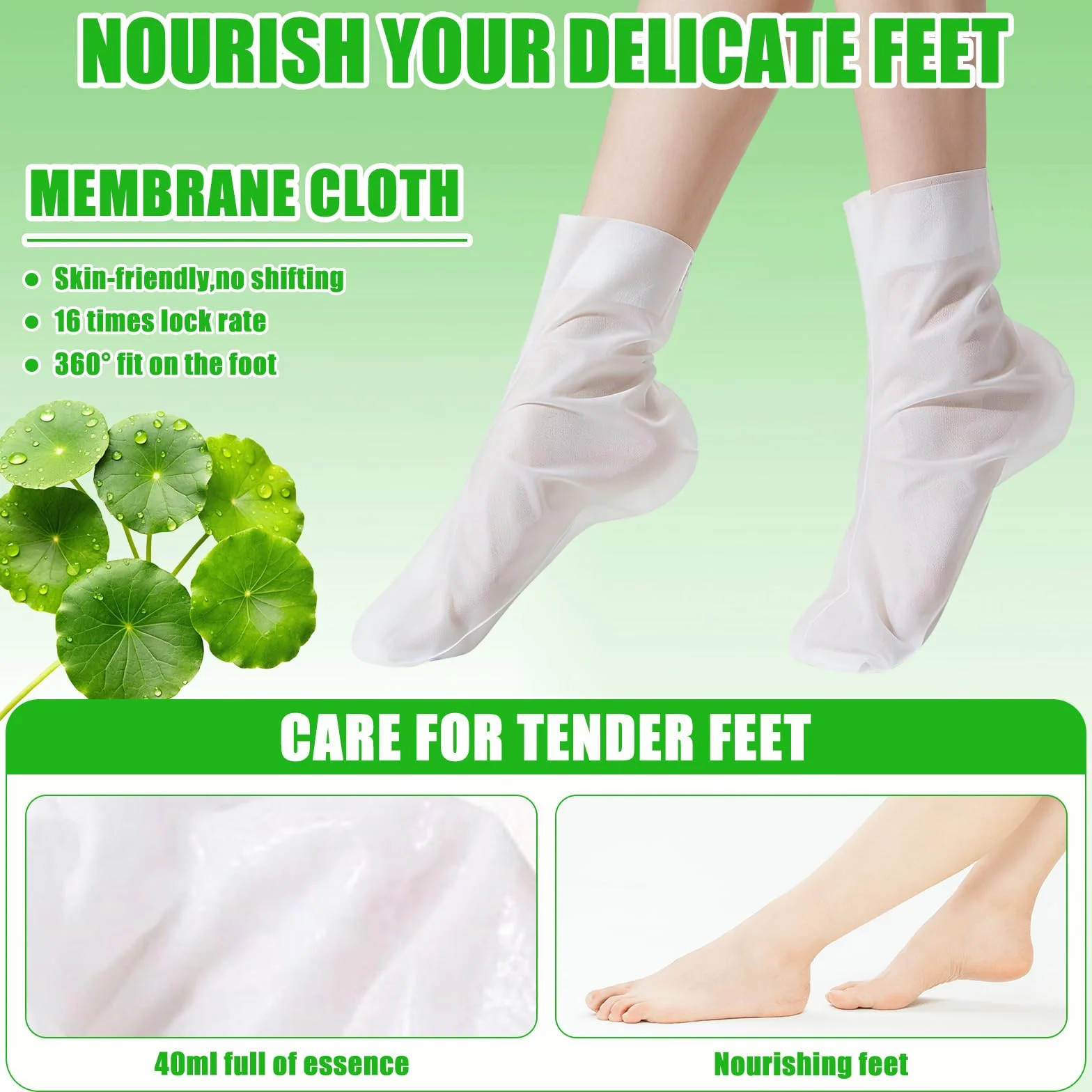 Masque Pieds Hydratant Chaussettes Centella Asiatica Soin Pieds Adoucissant Peeling Doux Talons Secs Fendillés