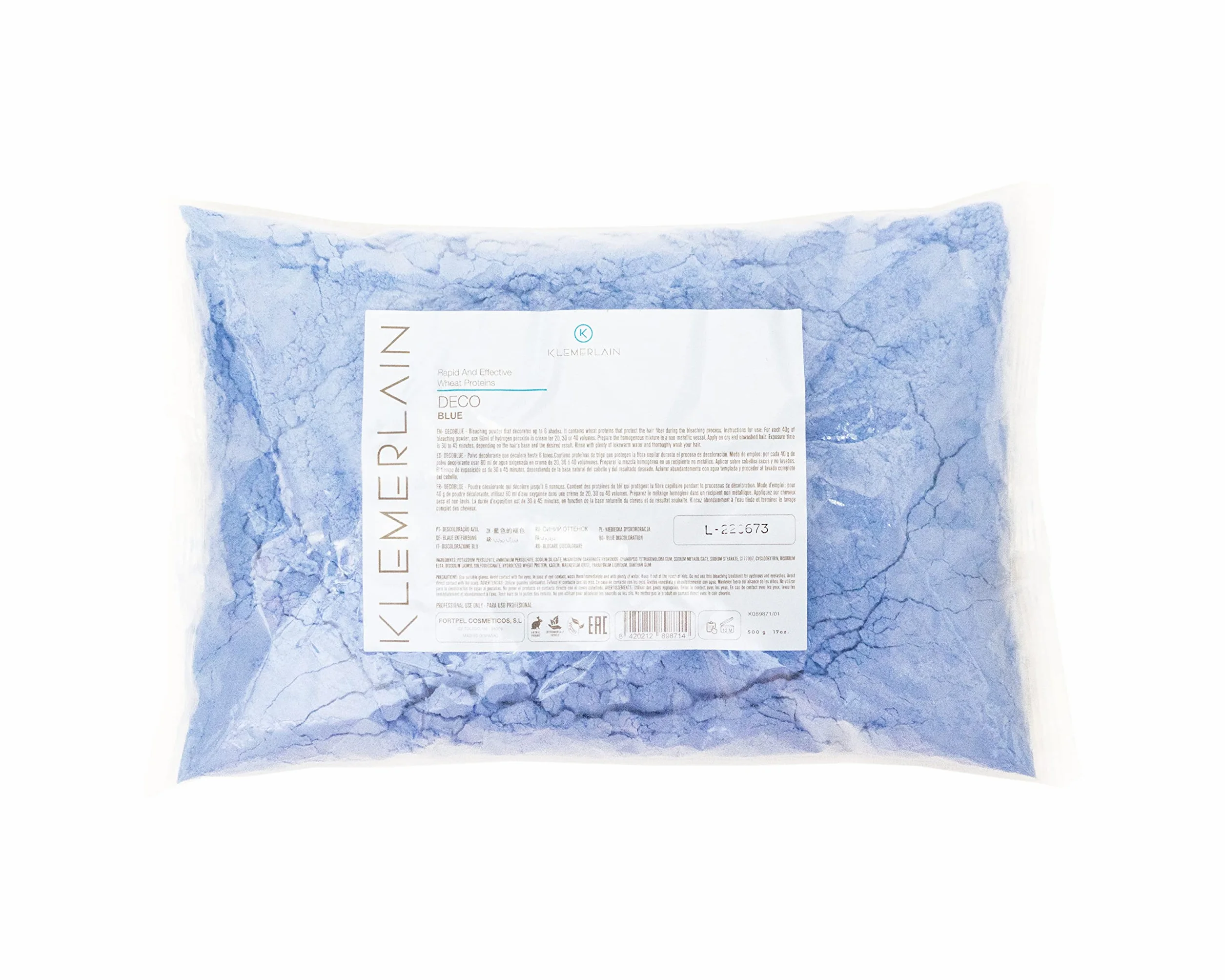 Klemerlain Poudre décolorante pour la coloration des cheveux. Décoloration permanente des cheveux. usage professionnel. Idéal pour décolorer les cheveux - 500 Gr