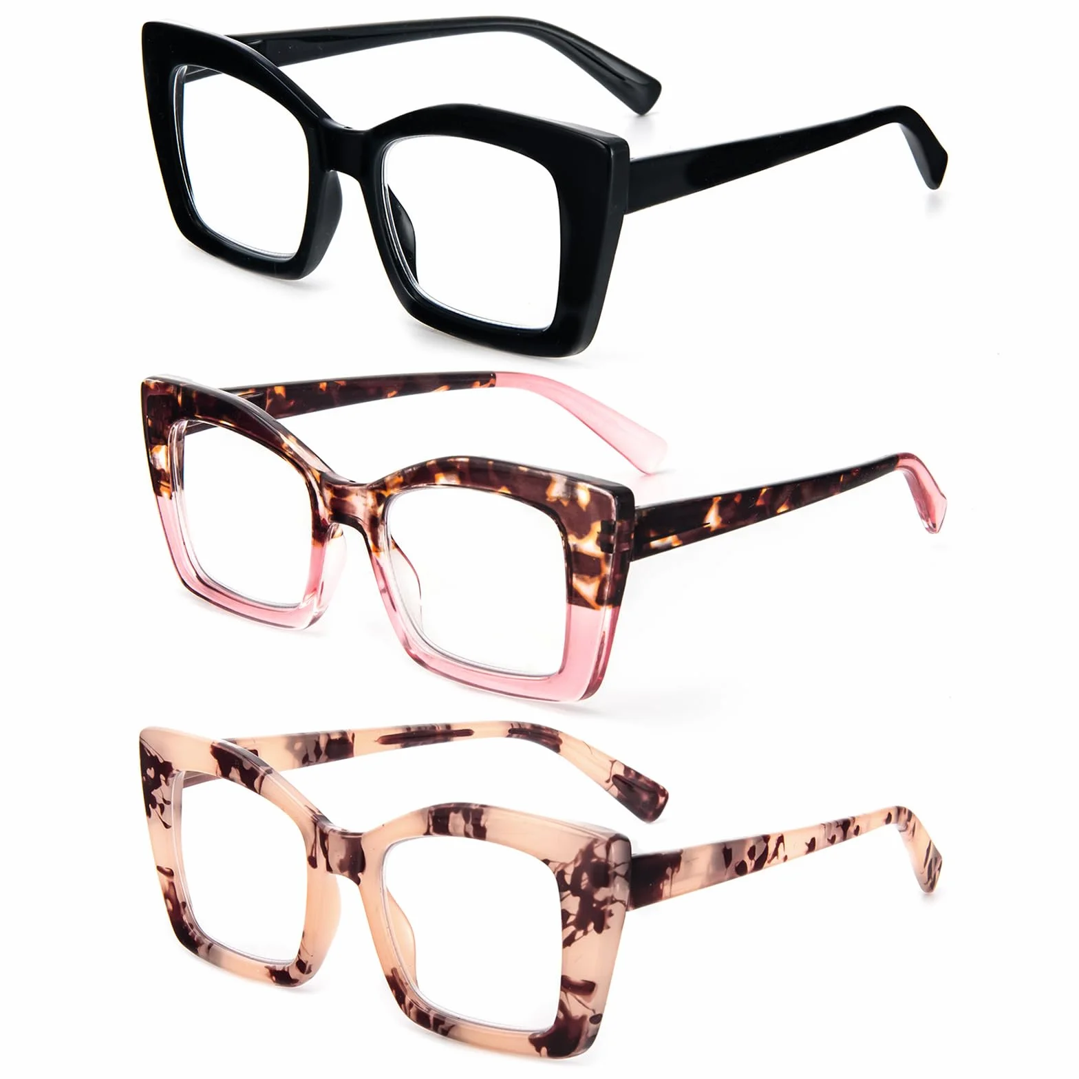 KoKoBin Oprah Lunettes de lecture carrées surdimensionnées pour femmes avec charnières à ressort