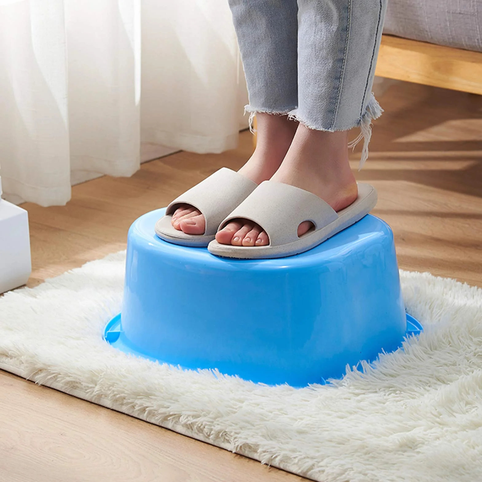 Bassin de Bain de Pieds, Spa d'eau et Massage des Pieds, pour Pédicures Tremper Les Pieds Détox et Massage, éPais et Robuste Bassine Pied Parfait Pour Tremper Les Pieds (Blue)