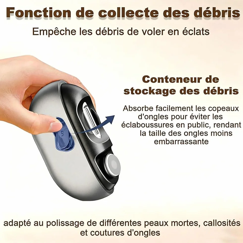 2026 Coupe Ongle Electrique pour Pieds et Main, Coupe Ongles Electrique 3 en 1 avec LED pour Ongles Durs/Épais et Finition Précise, Adulte & Senior, Silencieux et Sans Douleur (Grau)