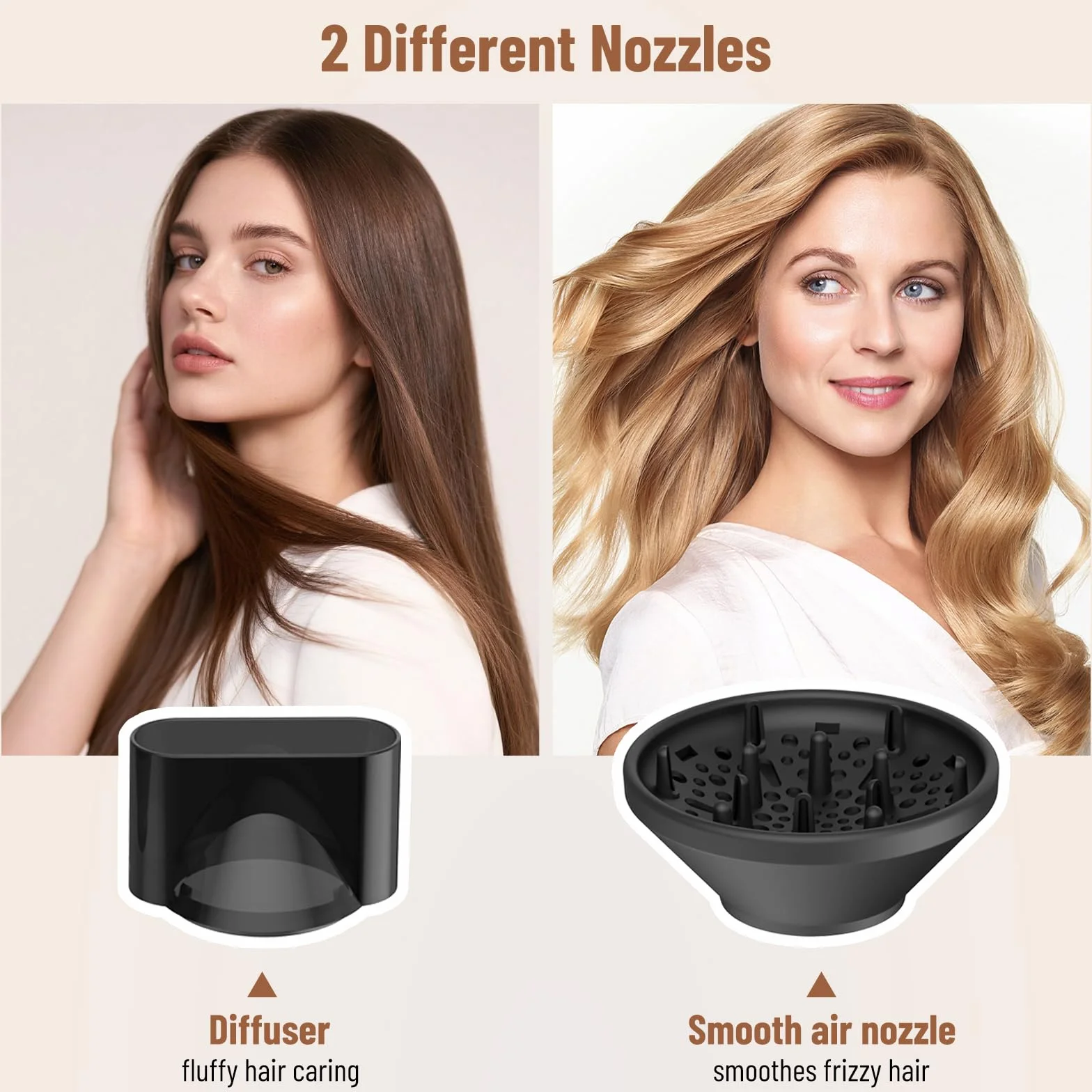 Sèche-Cheveux Pliable Moteur AC 2400W Ionique Anti-Frisottis | 3 Temp. + 2 Vit. + Air Froid | Diffuseur & Concentrateur | Silencieux Double Voltage