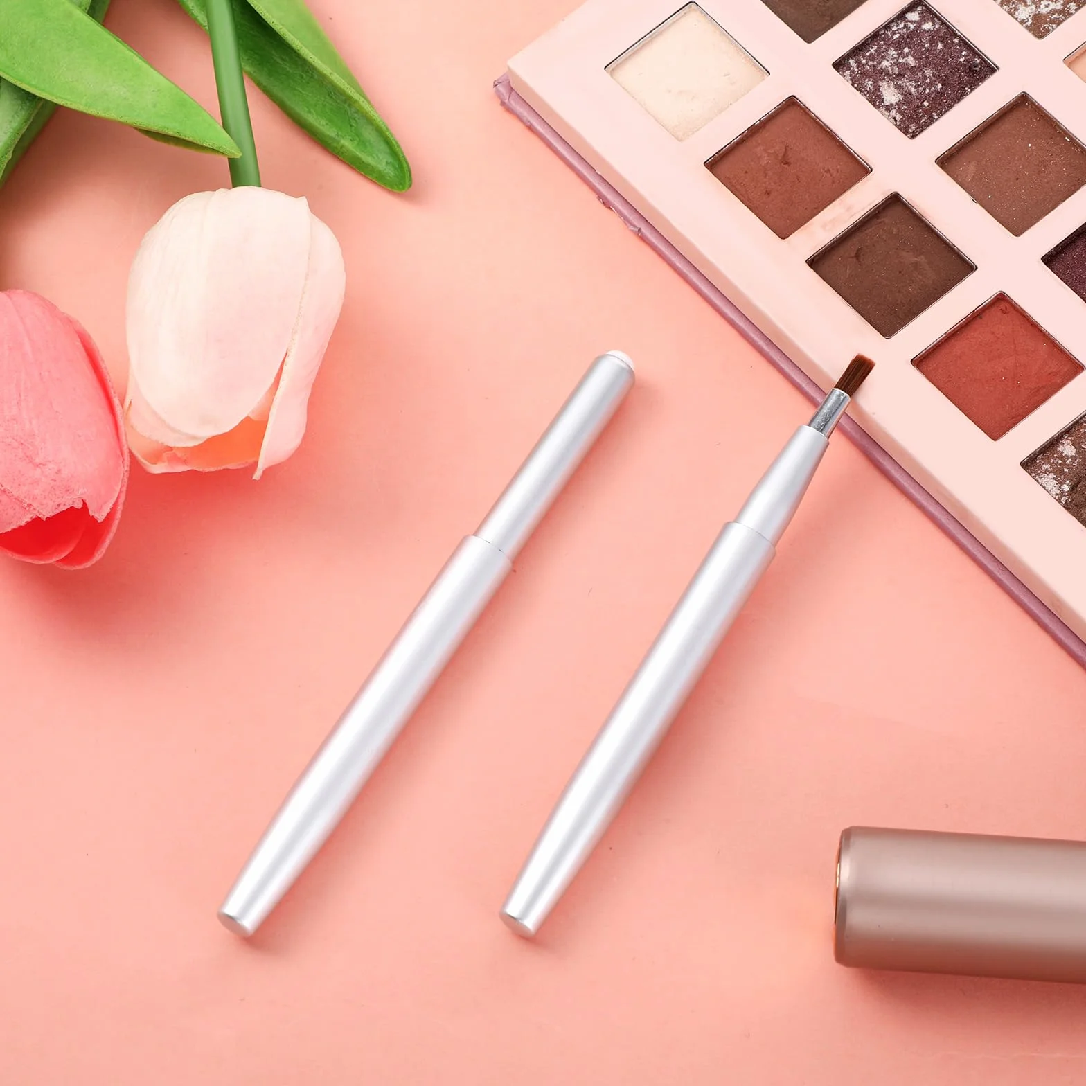 Pinceaux à lèvres rétractables lot de 2 avec capuchon applicateur plat pour rouge à lèvres gloss