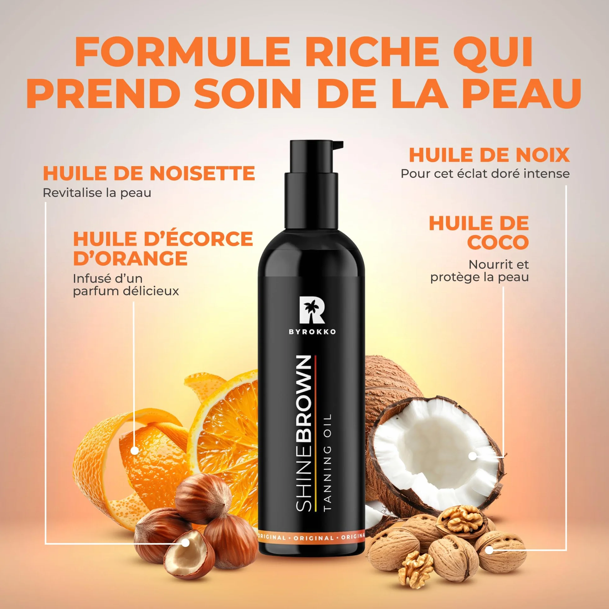 BYROKKO Huile Accélérateur de Bronzage 150 ml Bronzante XXL Solarium Soleil