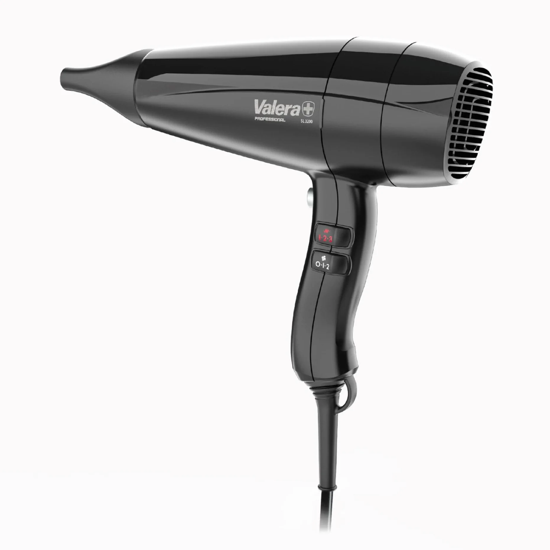 Valera, Swiss Light 3200 Sèche-cheveux professionnel léger avec 3 niveaux de température et bouton de refroidissement, filtre amovible, câble Super Flex, 1600 W, fabriqué en Suisse