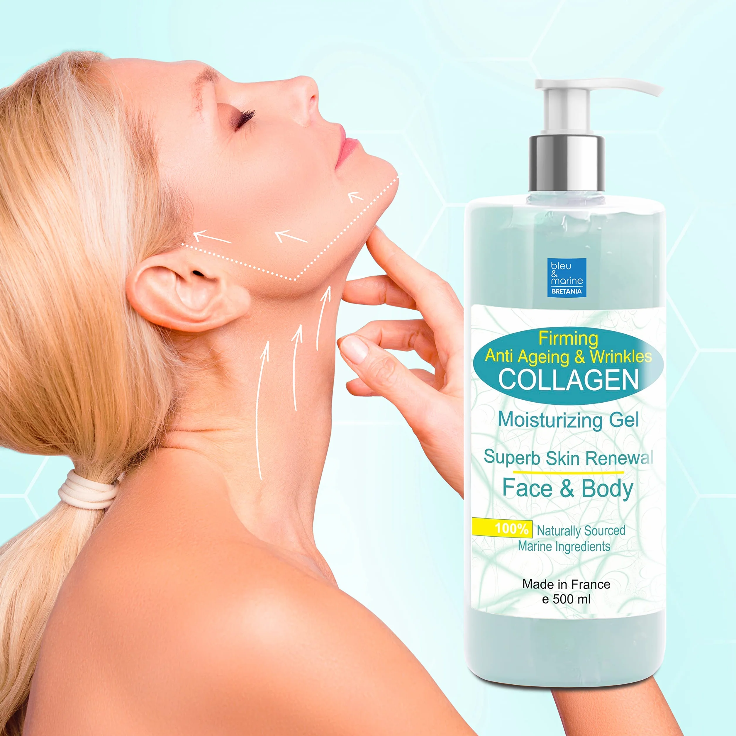 Gel Fermeté et Anti-rides Visage Cou Décolleté Corps 500 ML - made in France