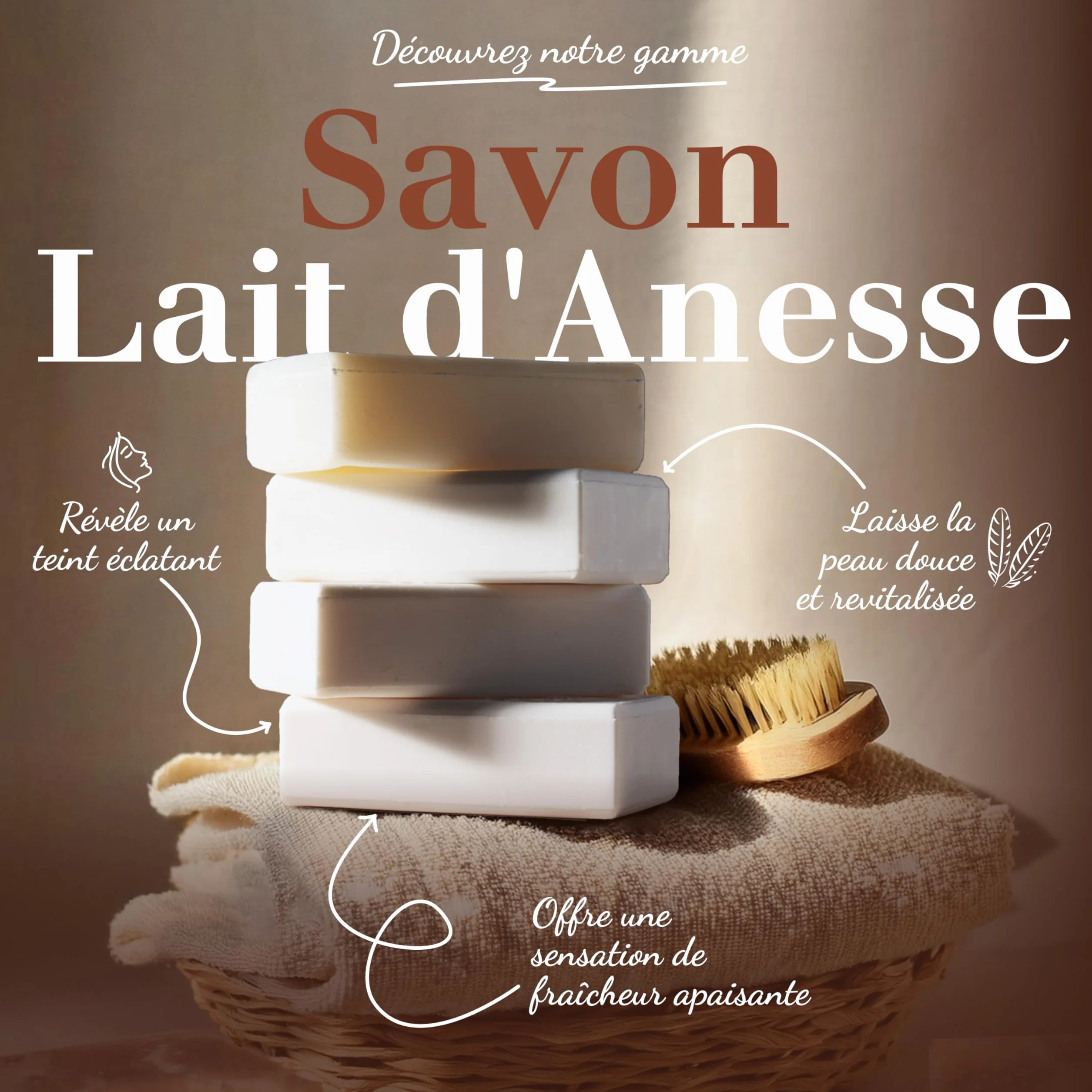 Savon au Lait d'Anesse Bio 115g - Naturel à 98% - Savon Corps et Visage - Fabriqué en Provence