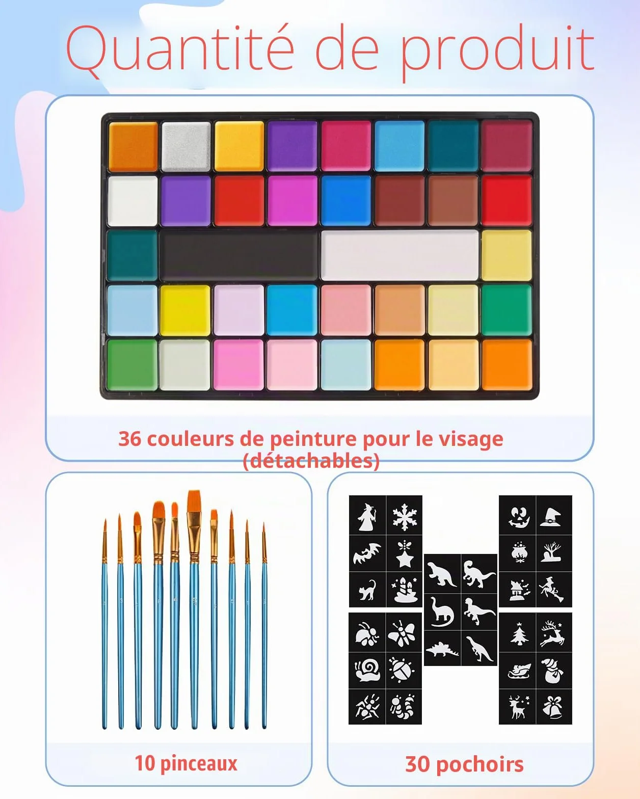 Lictin Peinture Visage 36 Couleurs - Kit de Professionnel Peinture Corporelle Pour la Visage Body Painting Dramatique Effets SpéCiaux Maquillage