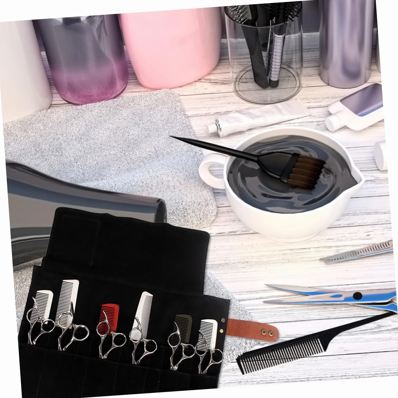 Healeved Porte-ciseaux Et Étui à Peignes Pour Outils De Coiffure Sacoche Pour Ciseaux Et Petits Accessoires De Coiffeur Design Élégant