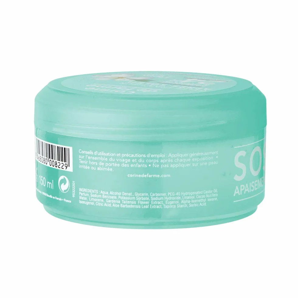 Corine de Farme Gelée Fraîcheur Après-Soleil Hydratant Apaisant 24h Eau de Coco Aloé Vera Fleur de Tiaré 150 ml