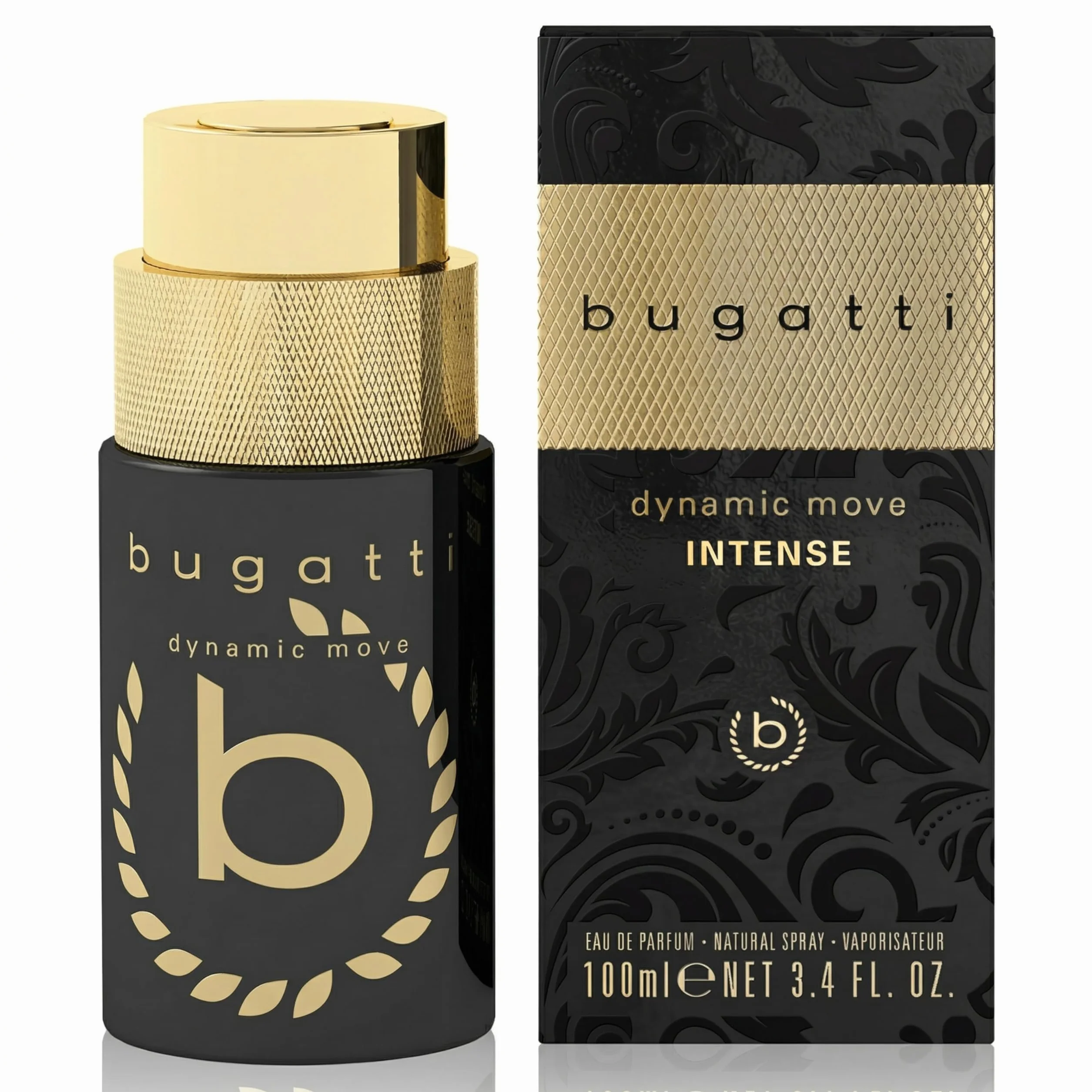 bugatti dynamic move intense Parfum pour homme 100 ml I Eau de toilette ambrée épicée I Parfum pour homme avec nuances de citron, noix de coco, patchouli, vanille et bois de santal I Parfum souverain