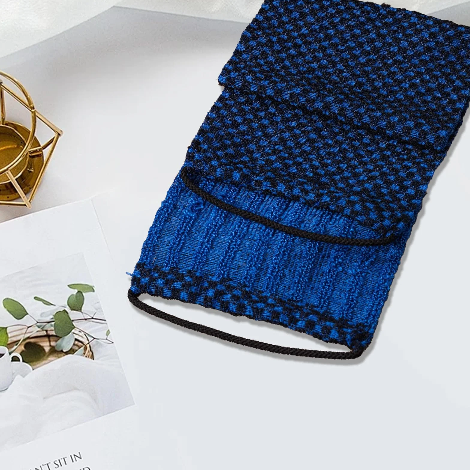 Serviette exfoliante double face réutilisable avec cordon de serrage