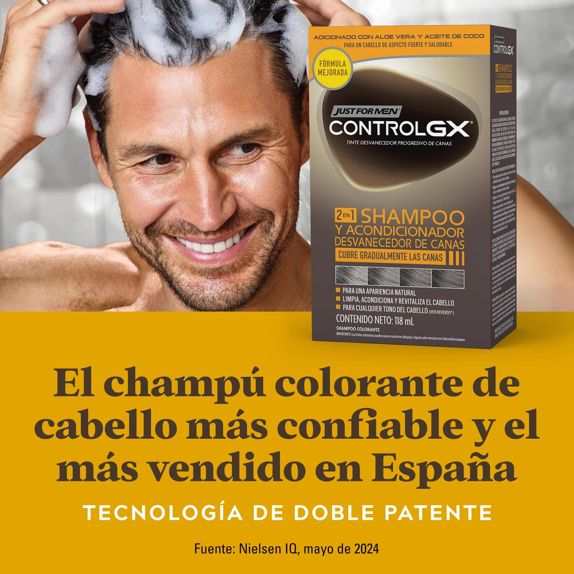 Just For Men Control Gx Shampoing, Marron, 3 x 118 ml
