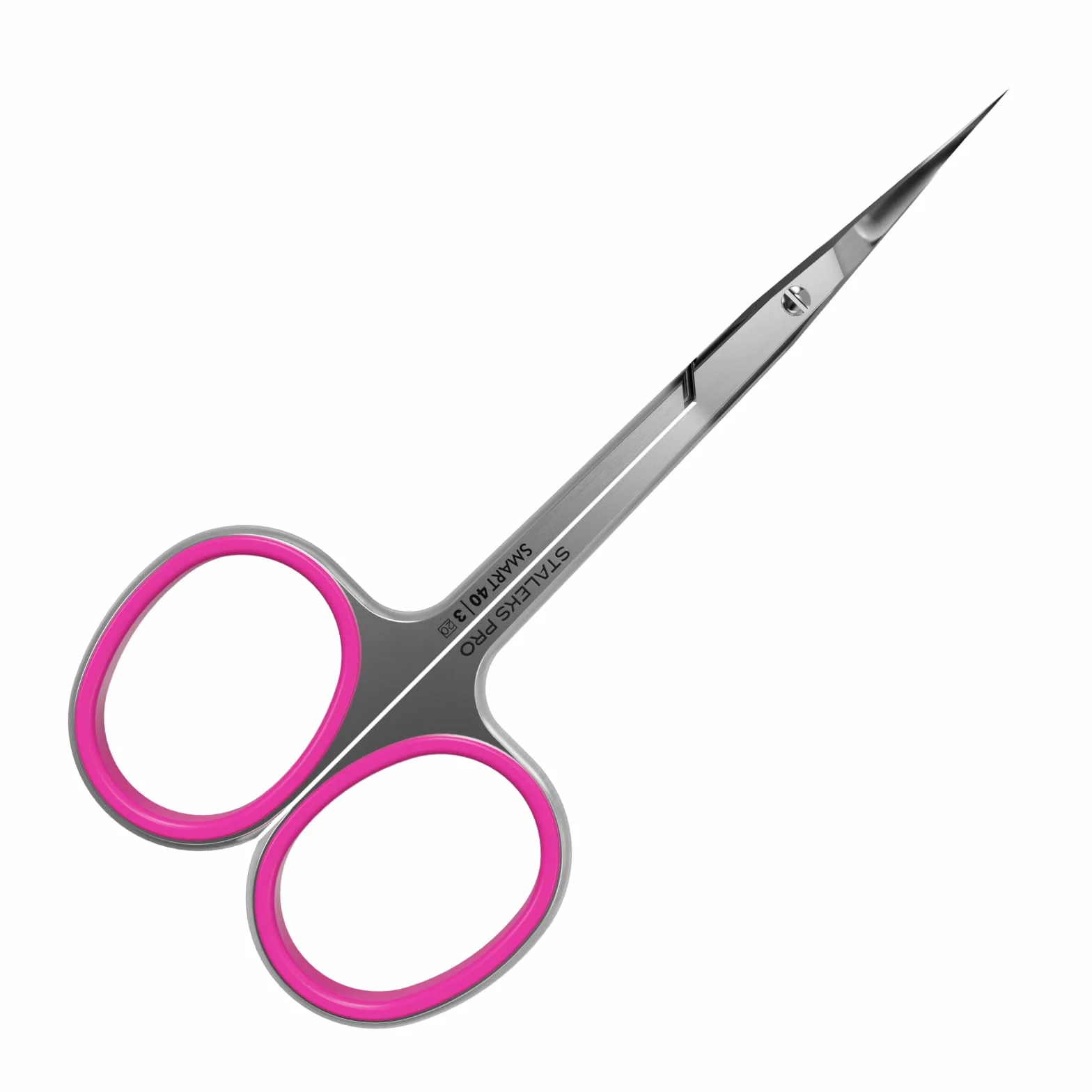 STALEKS Pro Ciseaux Professionnels pour Peau et Cuticule Lames Courbées Classiques Manches Silicone Rose Smart 40 Type 3 SS-40/3