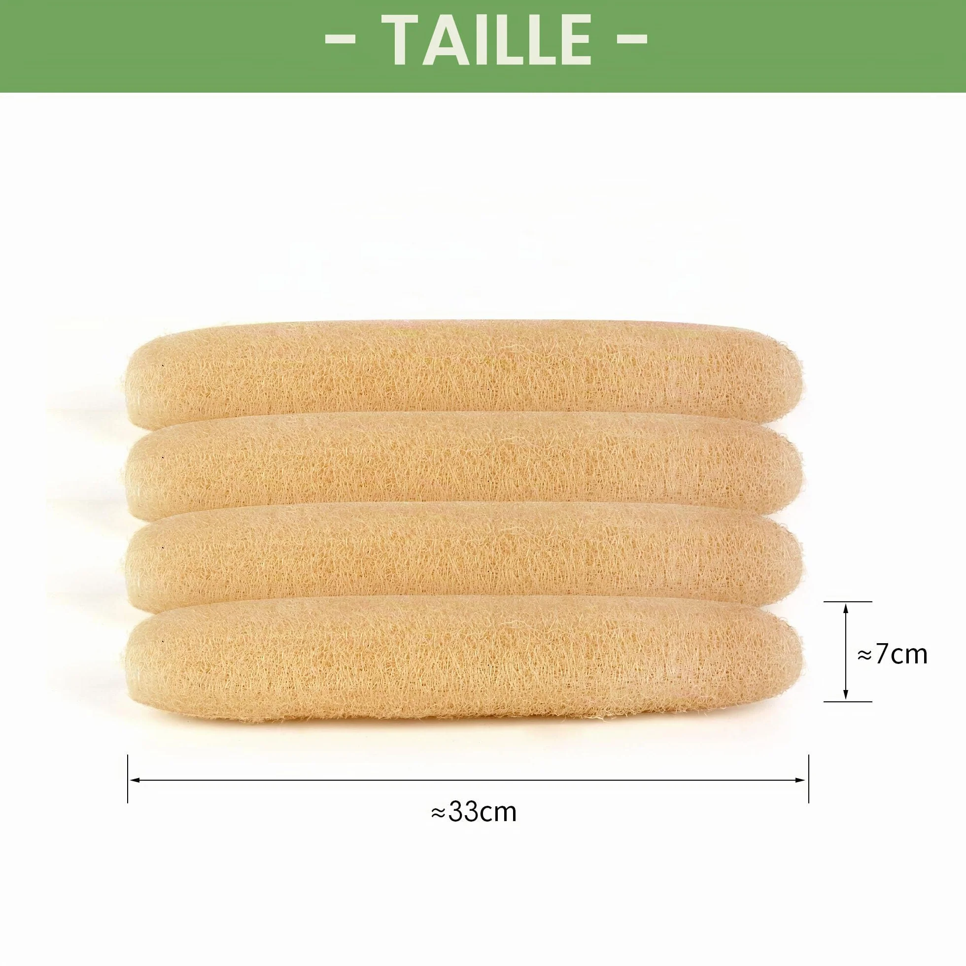 LOBO Lot de 4 éponges en luffa naturel pour le bain quotidien
