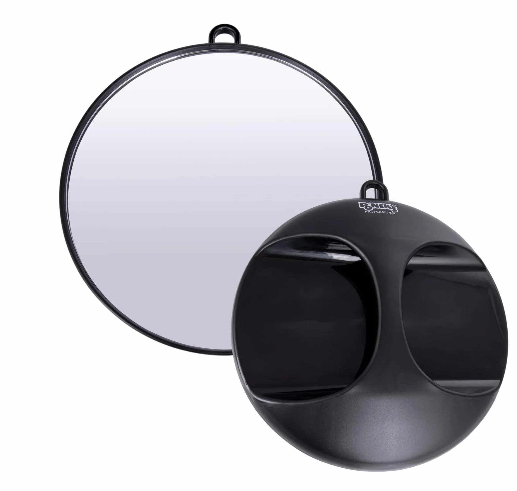Miroir de coiffeur professionnel portable noir 28 cm rond PONIK'S