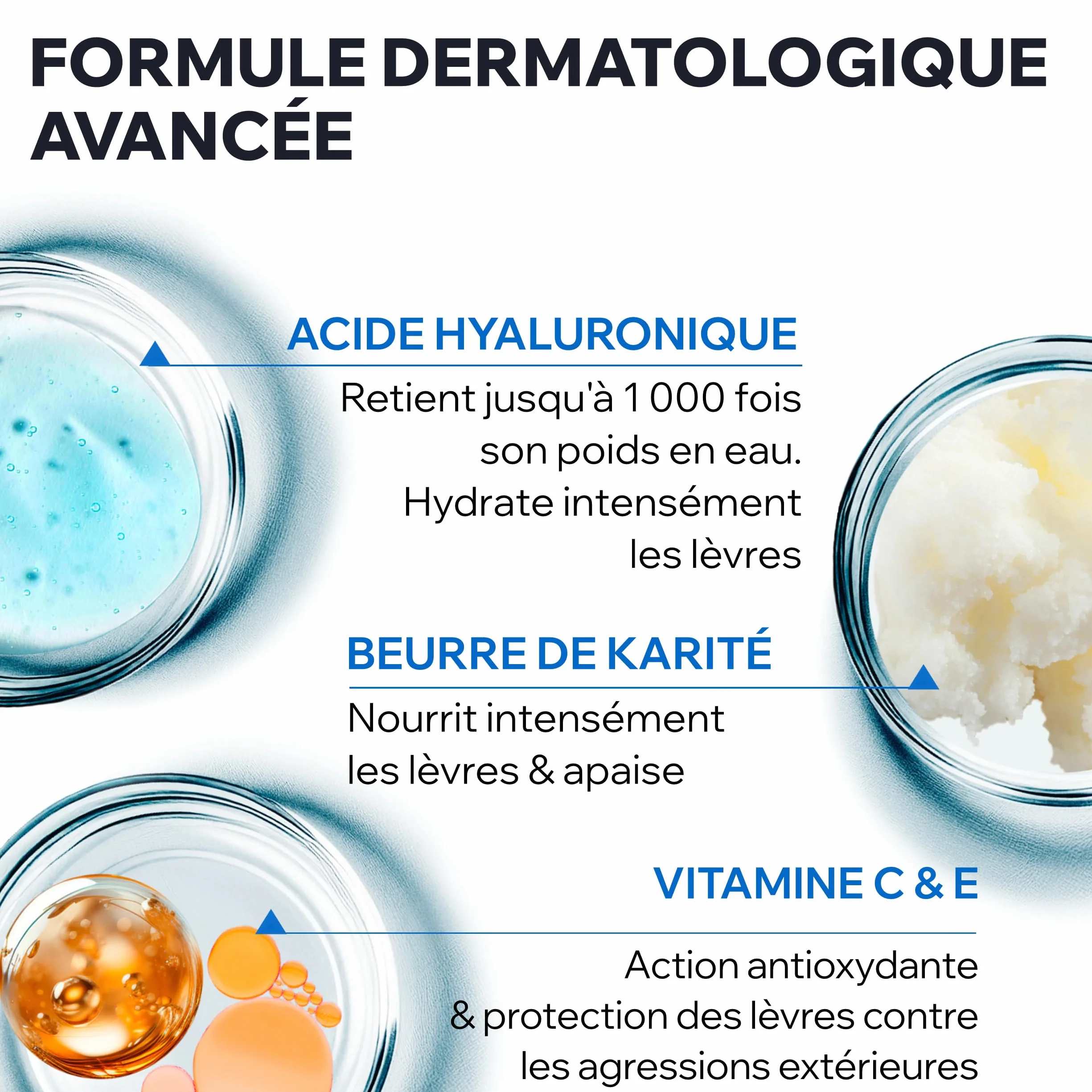 Uriage Xemose Baume à Lèvres Acide Hyaluronique Beurre de Karité Vitamine C Baume Apaisant Lèvres très Sèches Hydratation Intense 4g