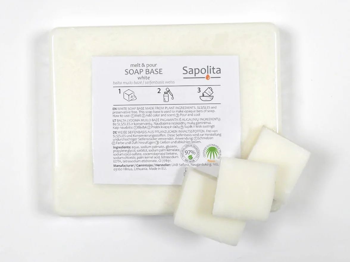Base de savon à la glycérine 1 kg, blanc sans SLS/SLES