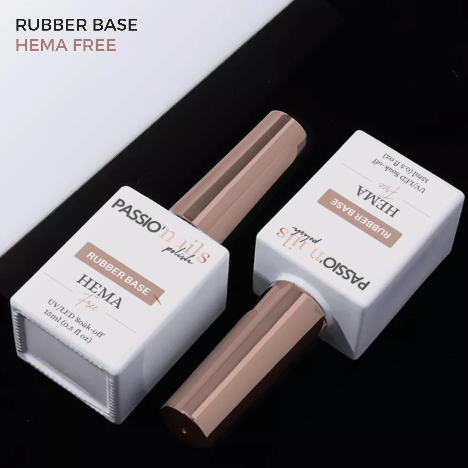 Passio’Nails Rubber Base HEMA-free 12-free Gel UV LED Multifonction 5 en 1 15ml