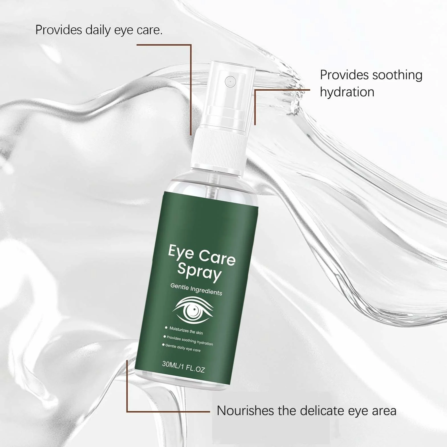 Spray Sérum Yeux Lutein, Rafraîchissant Vitamine E, Hydratant Doux pour Homme et Femme, Absorption Rapide (2Pcs)