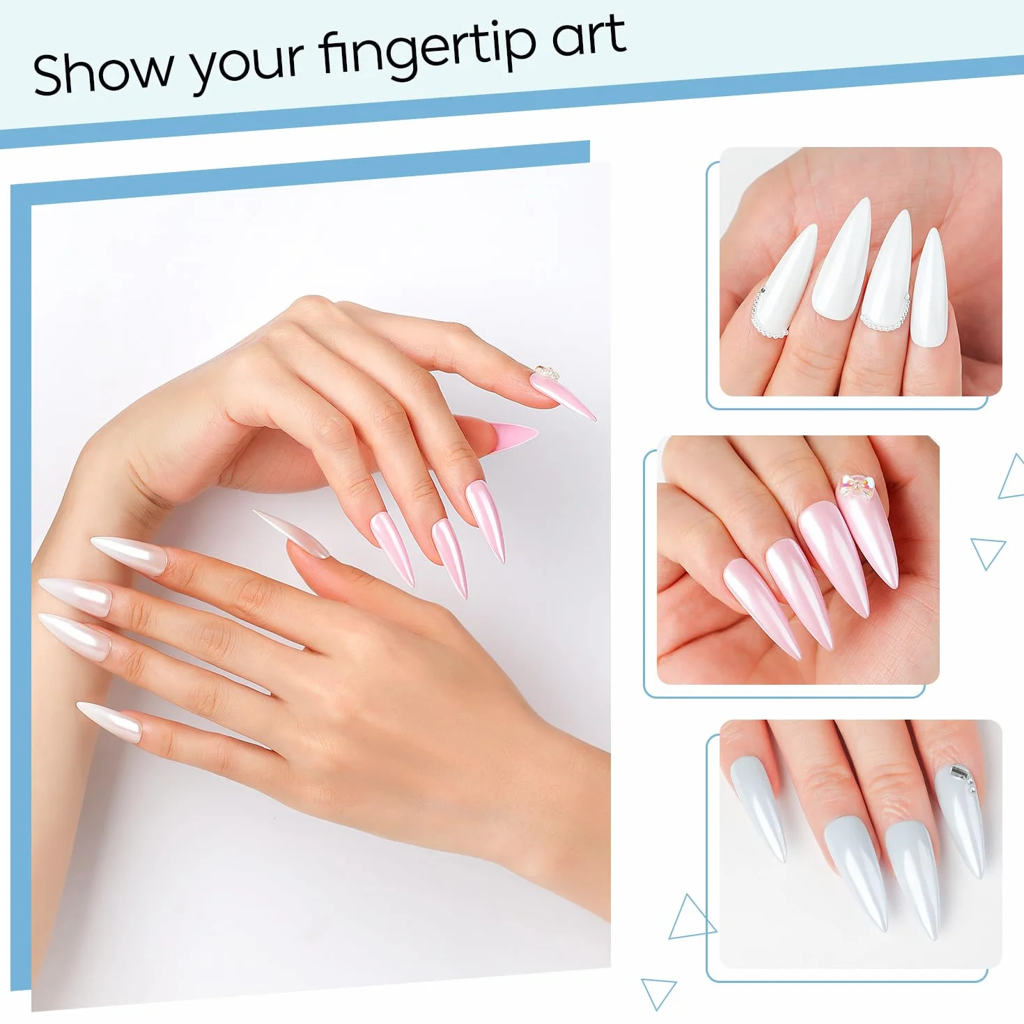 Nicedeco Poudre Chrome Ongle Blanc Lot de 4 Aurora Schimmer Poudre Ongle Effet Perle Glitzerpuder Pigment Nail Art DIY
