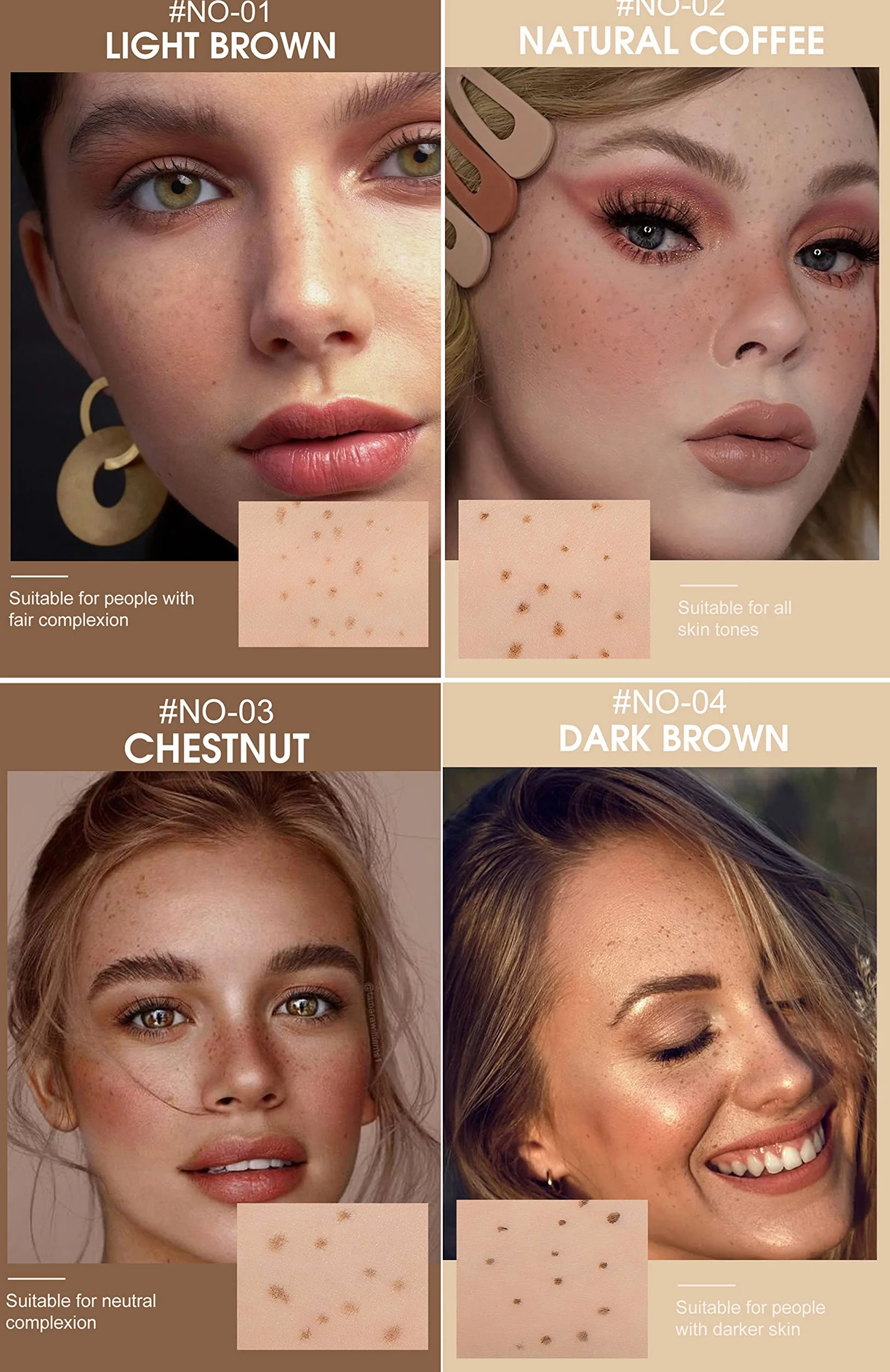 Stylo à taches de rousseur étanche naturel réaliste imperméable outil maquillage (01# marron clair)