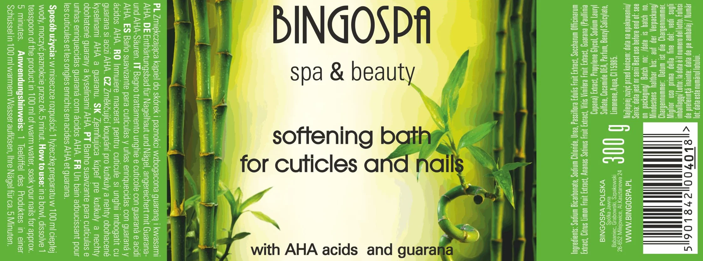 BINGOSPA Bain pour les mains et les ongles, Enlève les cuticules, Adoucisseur - 300 g