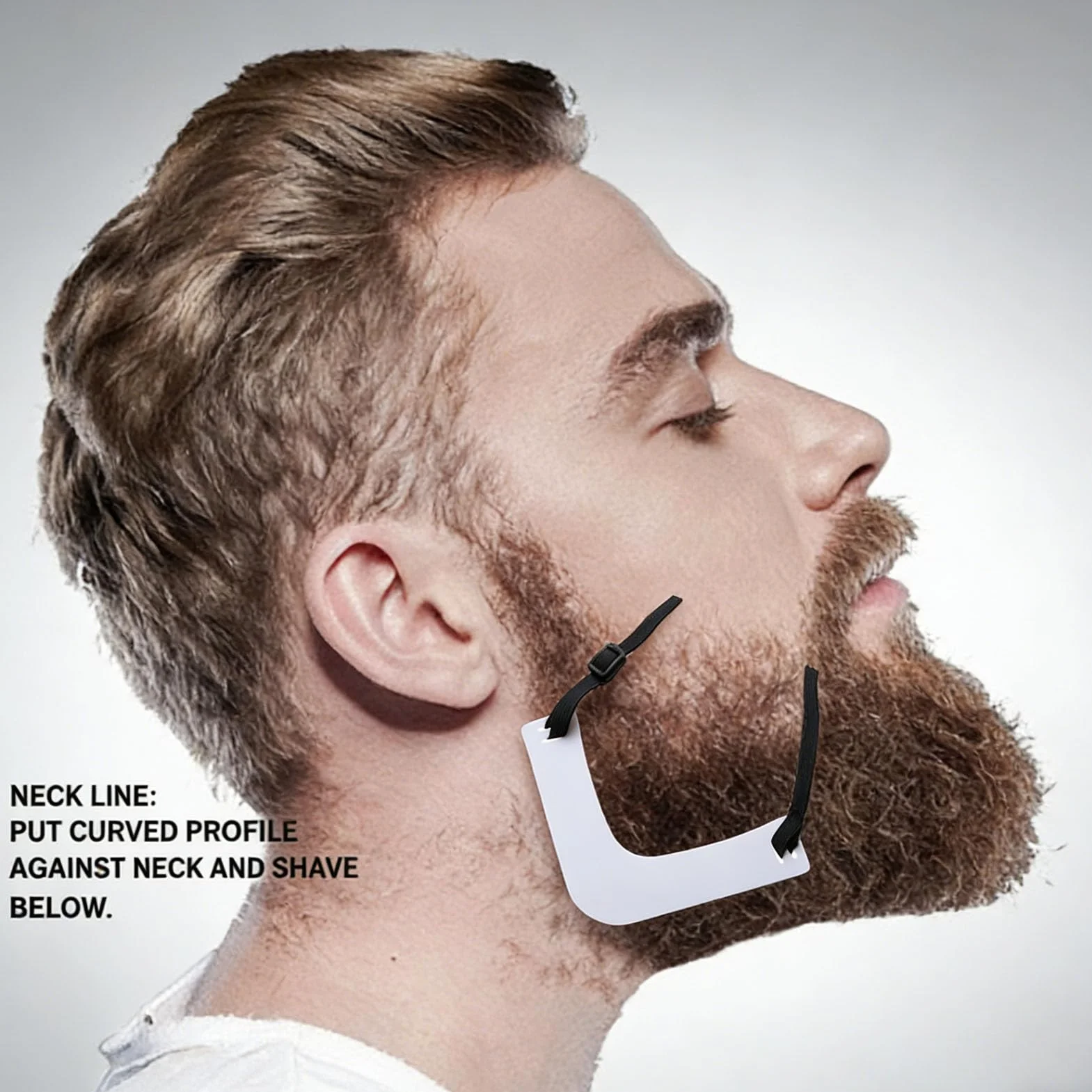 Guide de Taille de Barbe avec Bandeau Ajustable, Gabarit Flexible pour Mise en Forme Précise de la Barbe, Outil de Coiffage