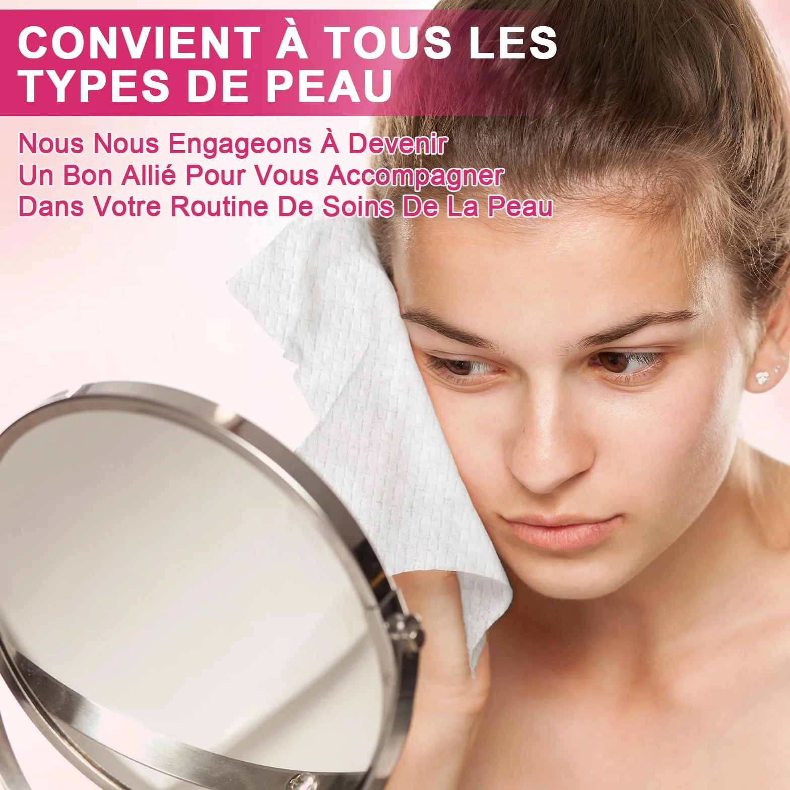 FACEMADE Serviettes Visage XXL 60 Unités 100% Biobasées Jetables Peaux Sensibles
