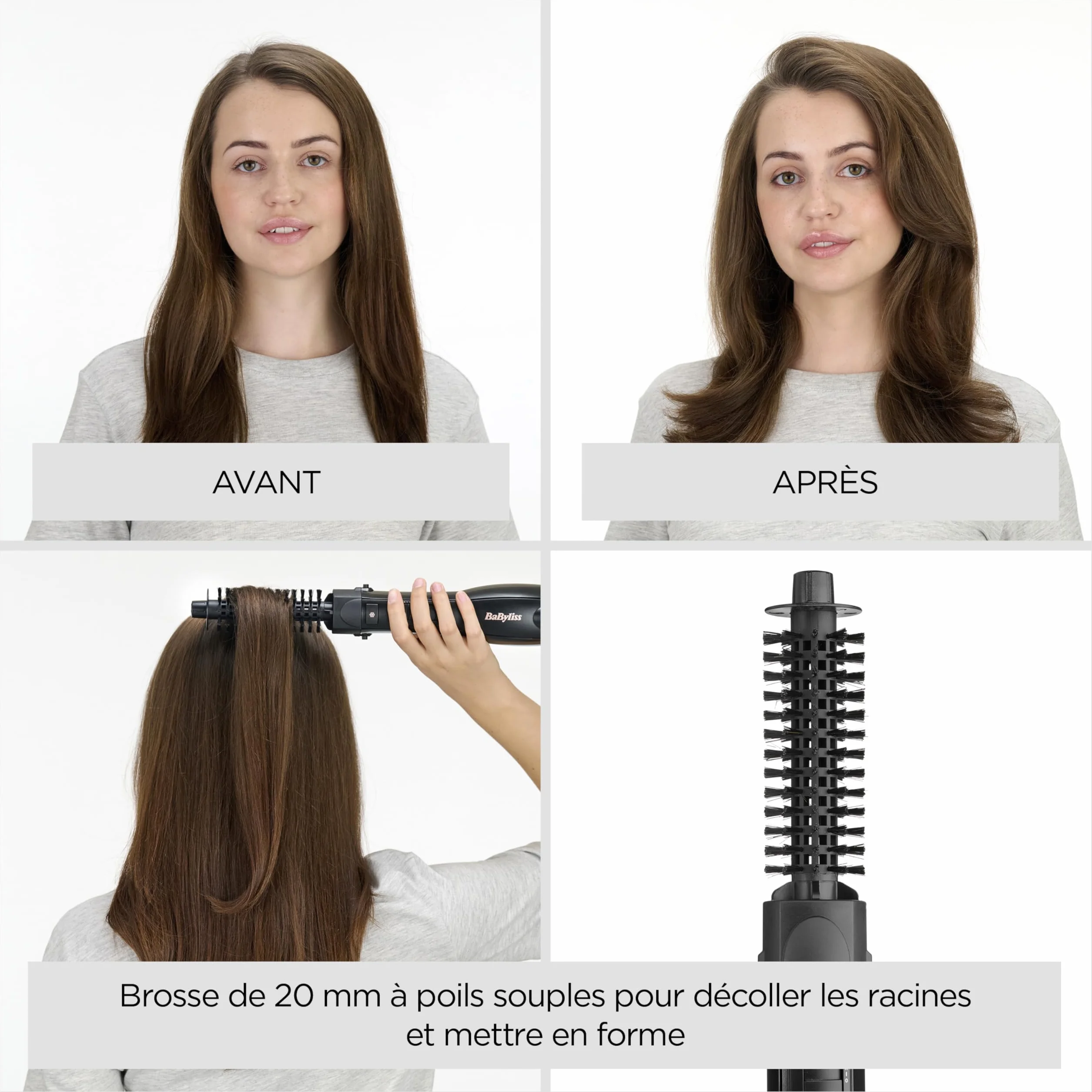 BaByliss Smooth Finish 1200 Brosse Soufflante 4-en-1 1200W Technologie Ionique & Céramique Noir/Rose AS122E