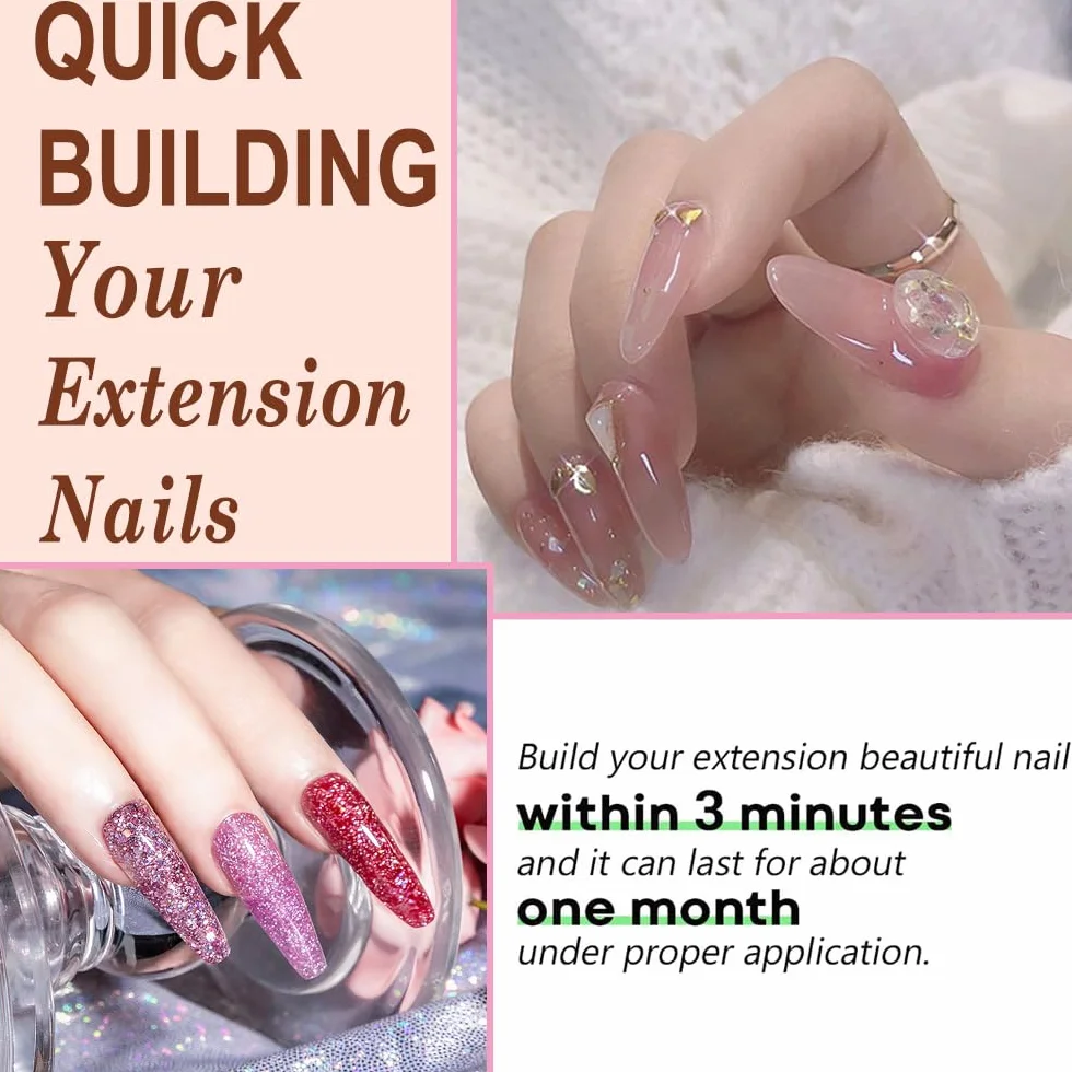 Kit de démarrage extensions d'ongles polygel 6 couleurs avec solution antidérapante outils manucure