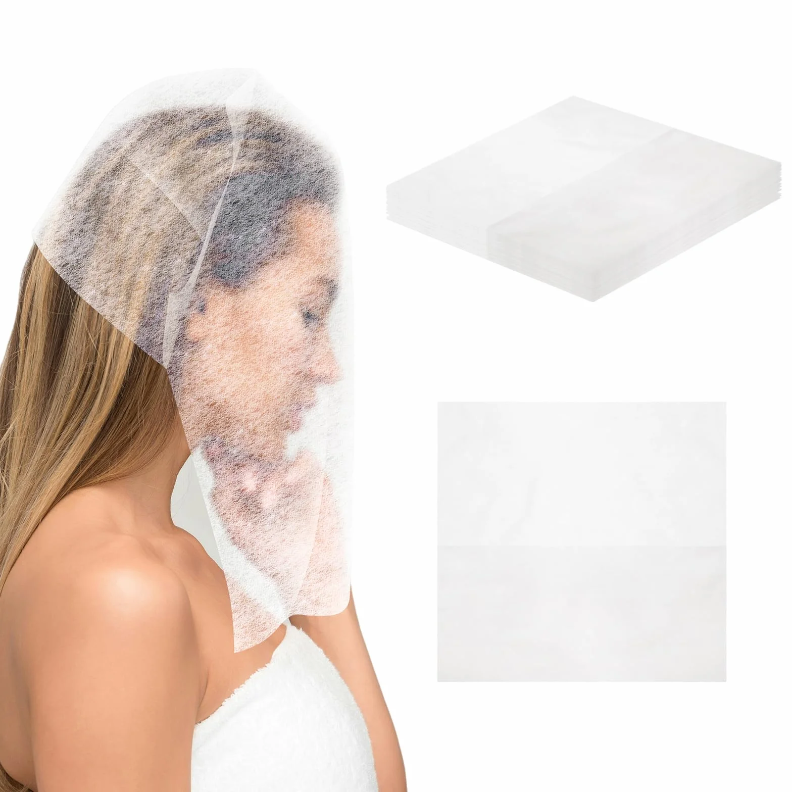 Capuchons de Protection pour Maquillage, Couvre-Visage Jetables en Non-Tissé, Protection du Maquillage et des Vêtements, Masque Cosmétique