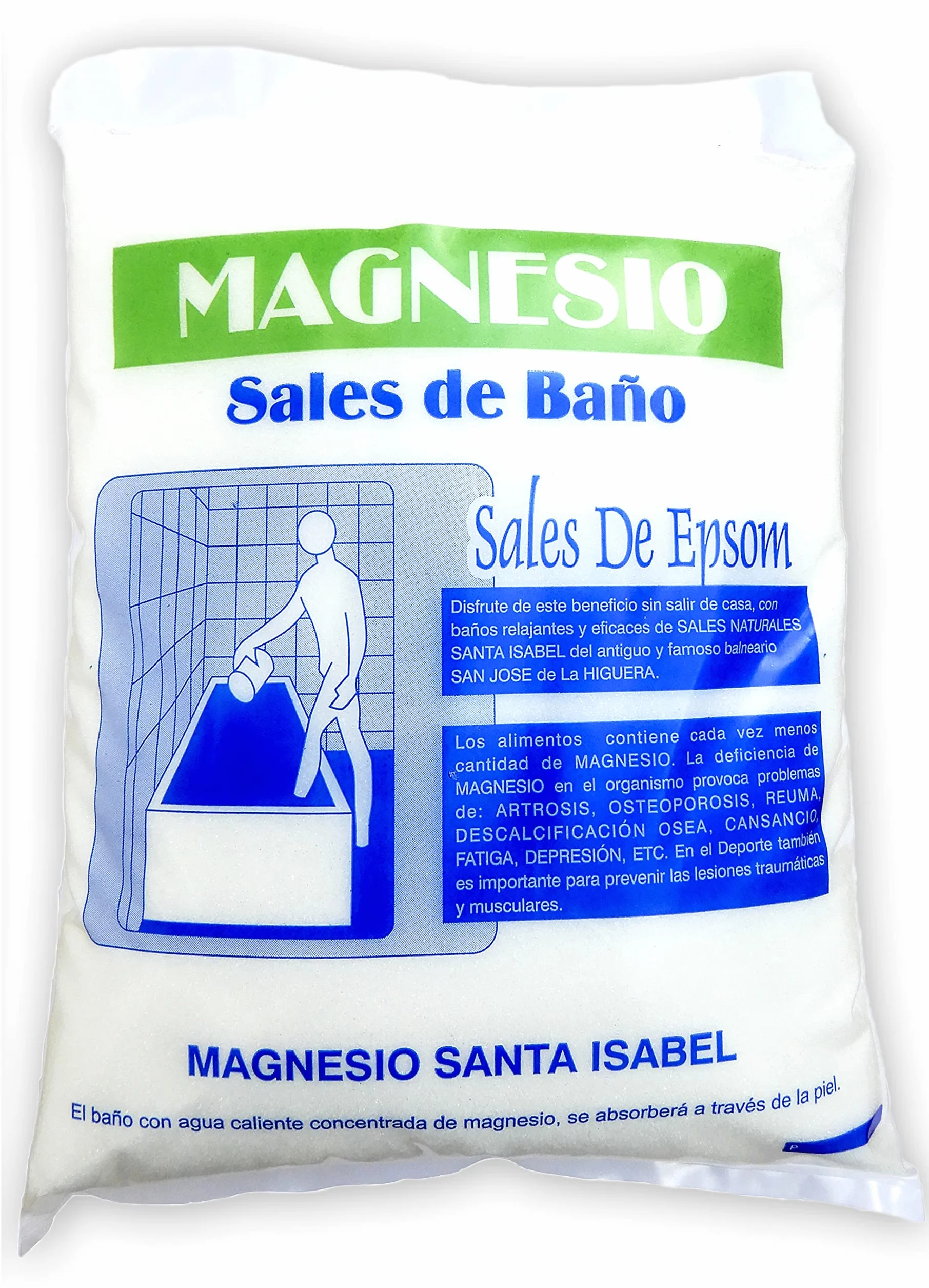 Sel d'Epsom Naturel 4,5 kg - Magnésium Santa Isabel. Sulfate de Magnésium Pur des Anciens Thermes de La Higuera - Sels de Bain Relaxants pour Bain de Pieds, Récupération Musculaire et Enveloppements