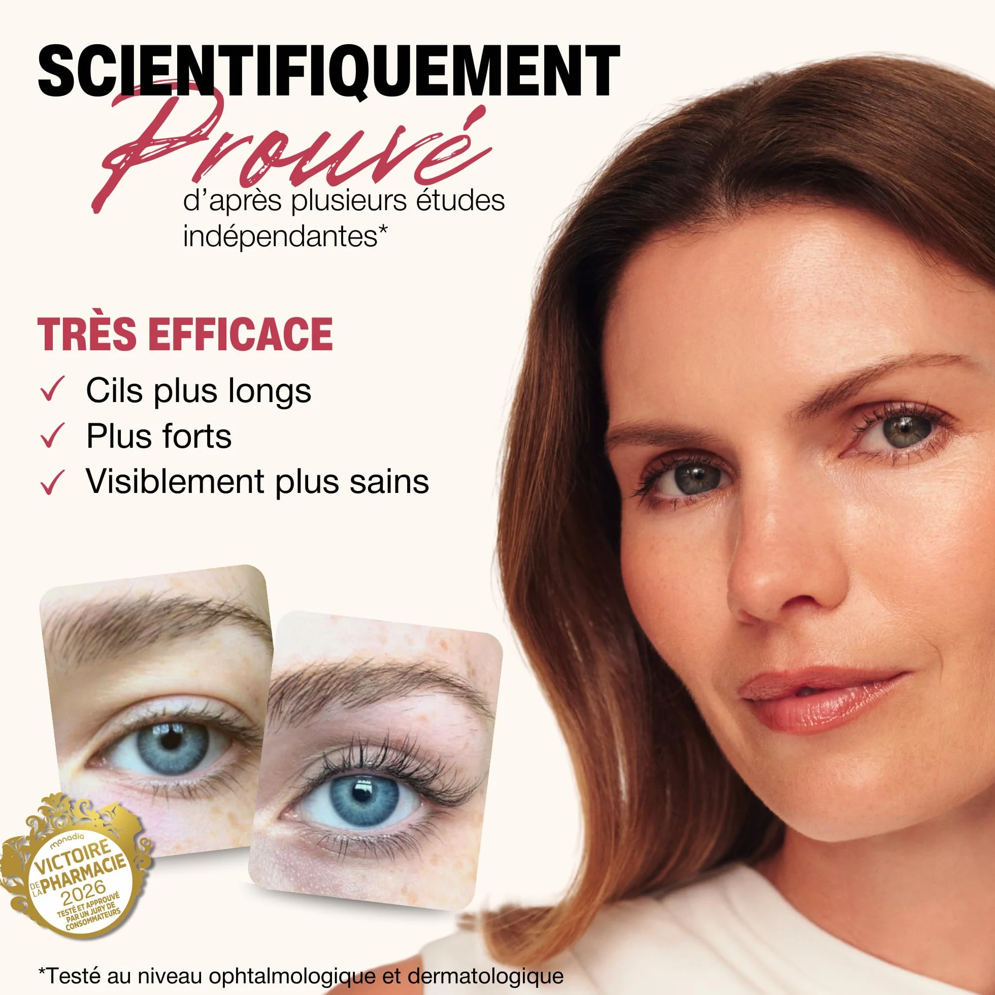 ROSELASH Nouvelle Formule Sérum de Croissance de Pousse Cils plus fournis longs épais - Fabriqué en France - Sans hormone Sans parfum - Vegan | Sérum pour cils pour promouvoir des cils plus longs et plus volumineux, 99 % naturel, sans hormones, sans parfu