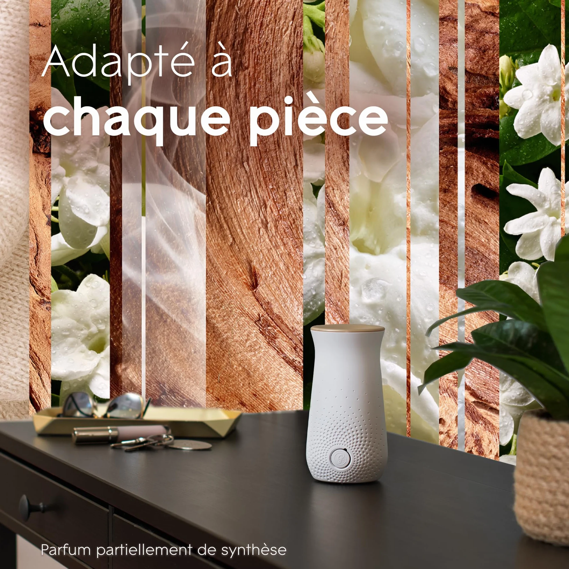 Glade Sense et Spray Diffuseur à Détection de Mouvement - Sensual Sandalwood & Jasmine - 1 Diffuseur et 3 Recharges 18ml