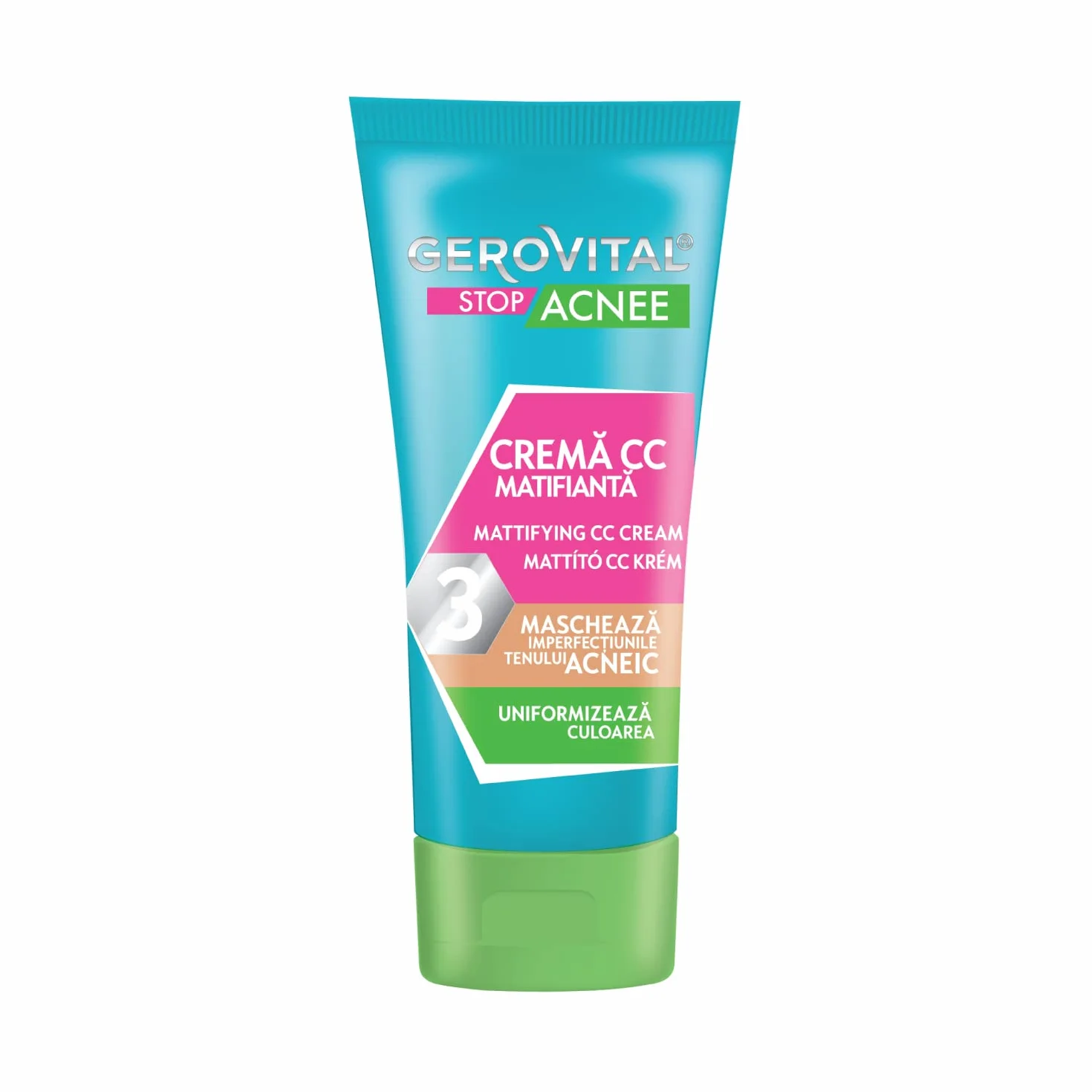 Gerovital Stop Acnee Crème CC Matifiante Visage Anti-Imperfections 30 ml
