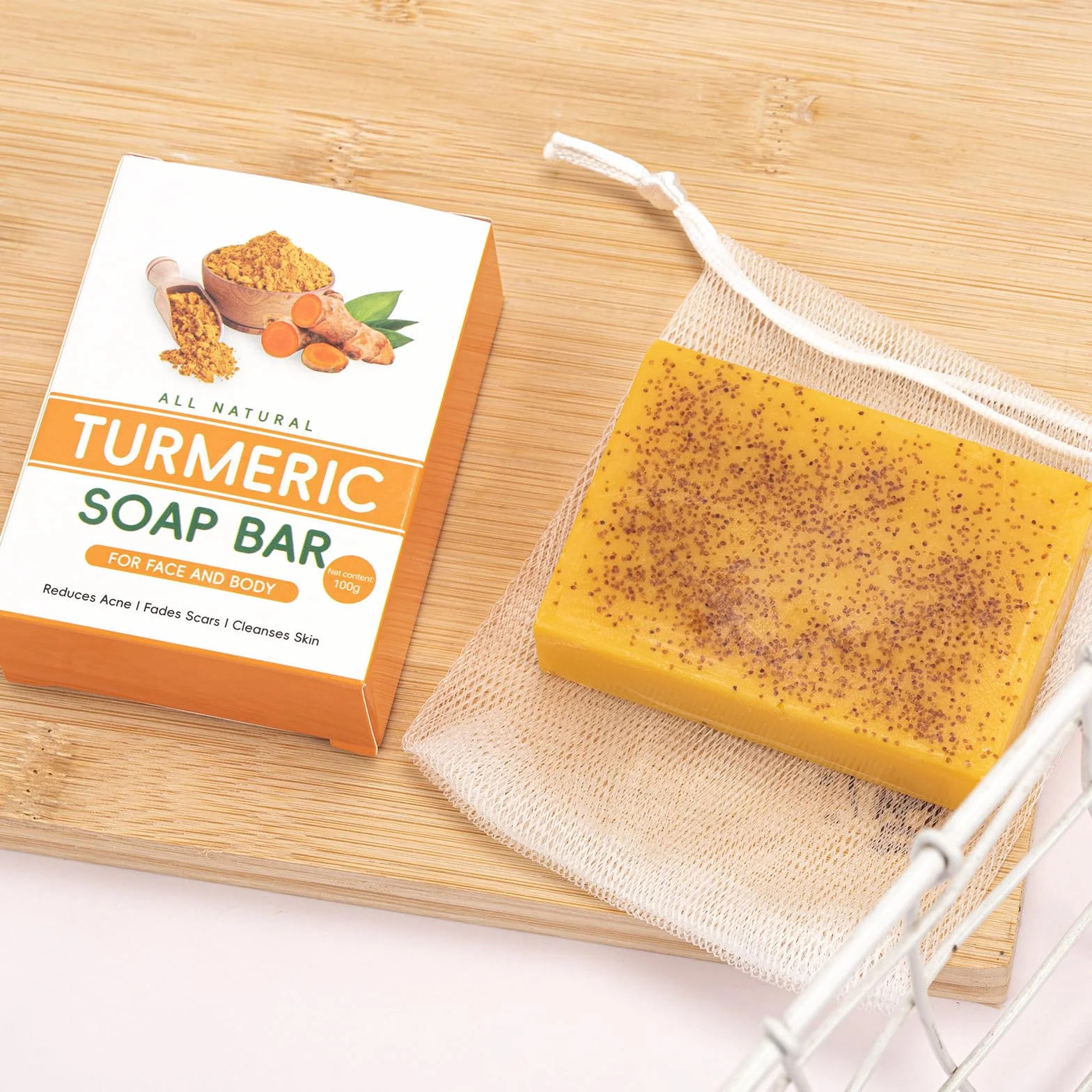 Savon Curcuma Visage Corps Kojic Acid Soap 3 Pièces pour Éclaircissant Peau