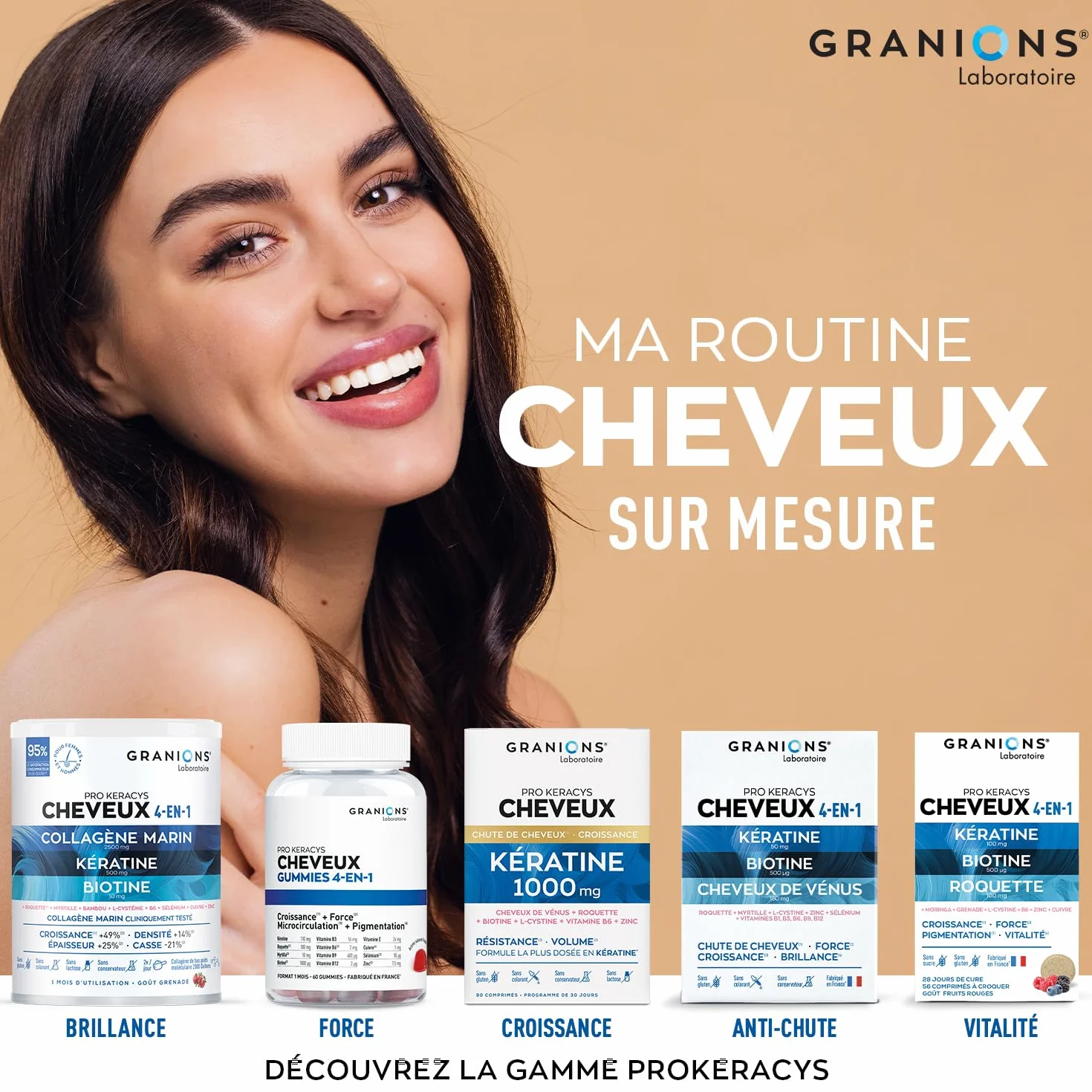GRANIONS PROKERACYS KERATINE 1000MG Kératine Biotine Cheveux Anti Chute 90 Comprimés
