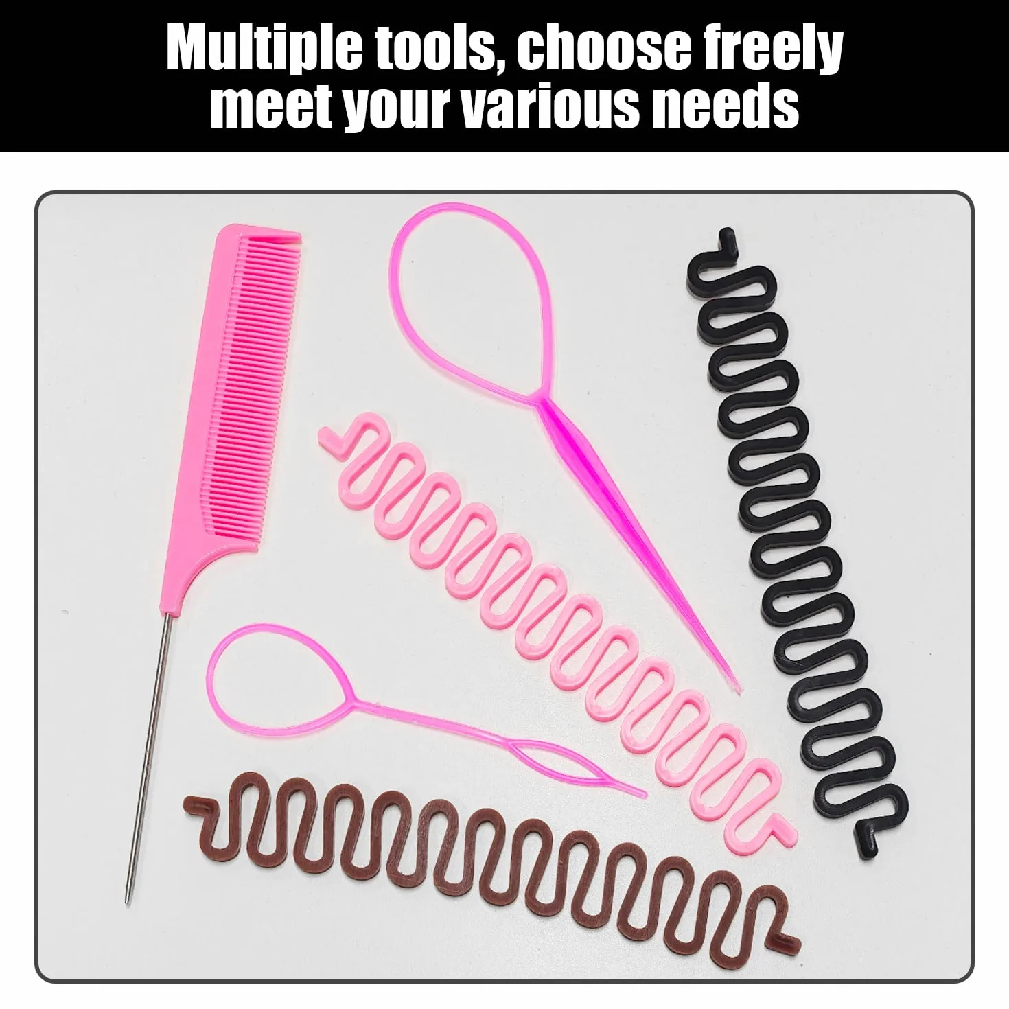 Ensemble d'Outils de Tressage de Cheveux 3 Tresses À Chevrons 1 Peigne 2 Tire-Cheveux