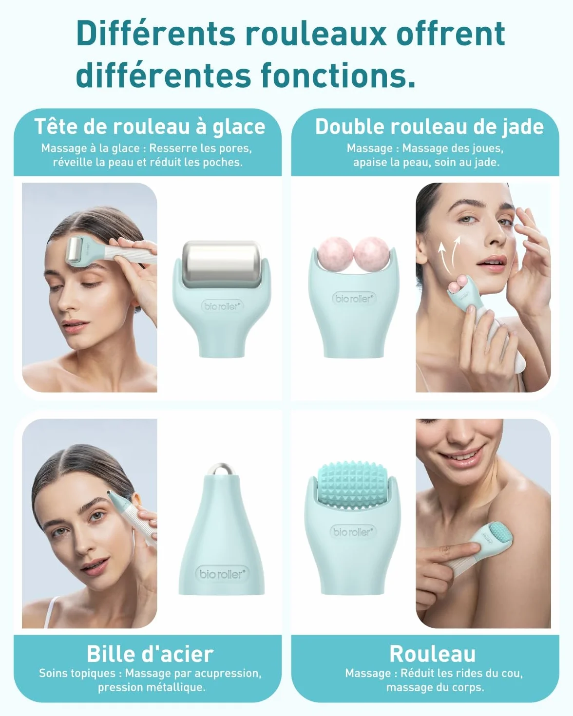 Derma Roller 0.5 mm, Kit Microneedling 10 in 1 pour le soin/massage/nettoyage de la peau, rouleau à barbe 720 aiguilles en titane, Pour les rides, les pores dilatés, les rides et les cicatrices G10