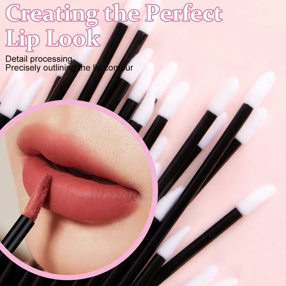 Pinceaux Lèvre Jetables 100 pcs Applicateur Batonnet Kit Maquillage Noir