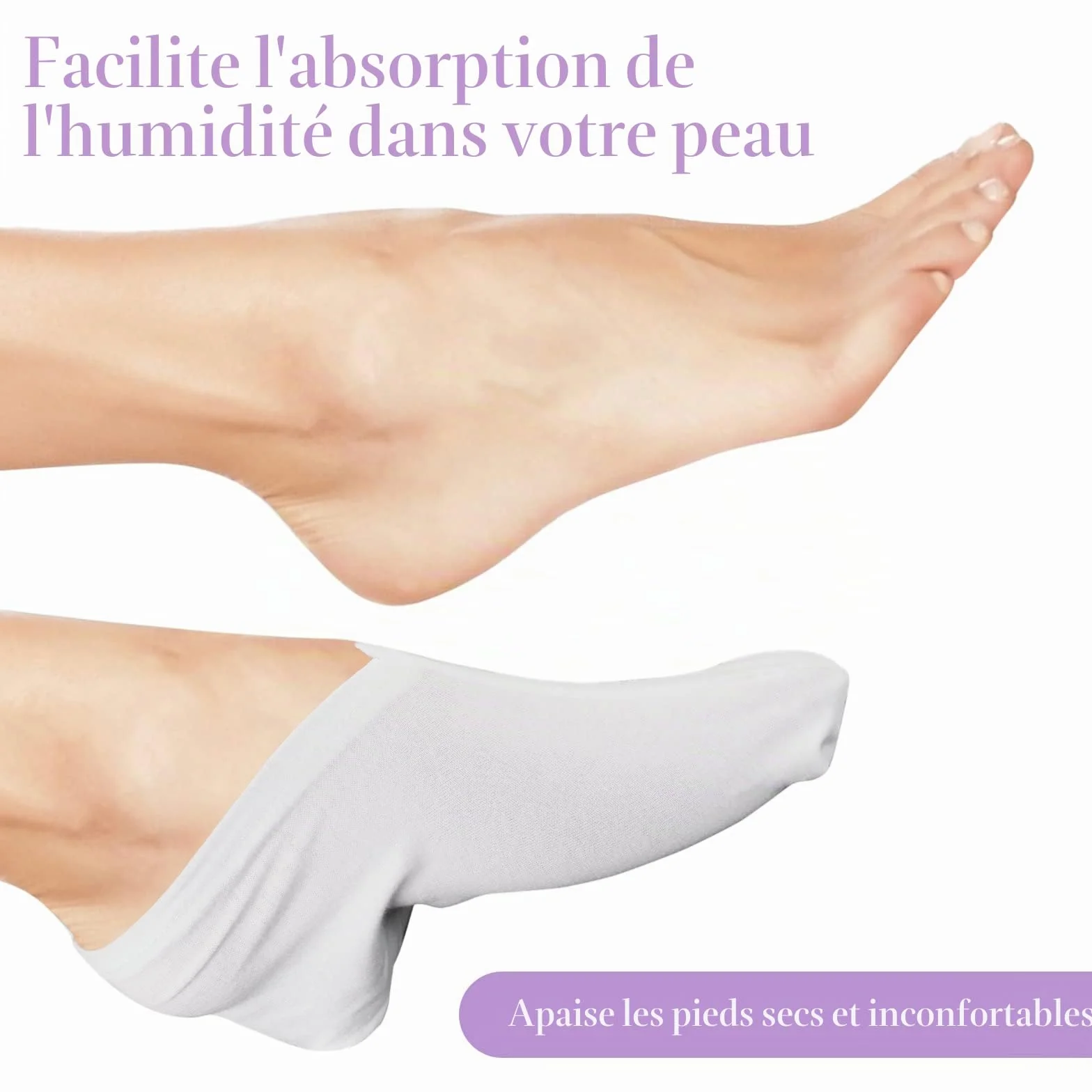 Sibba Lot de 2 paires de chaussettes hydratantes pour la nuit cosmétiques pour pieds secs et craquelés