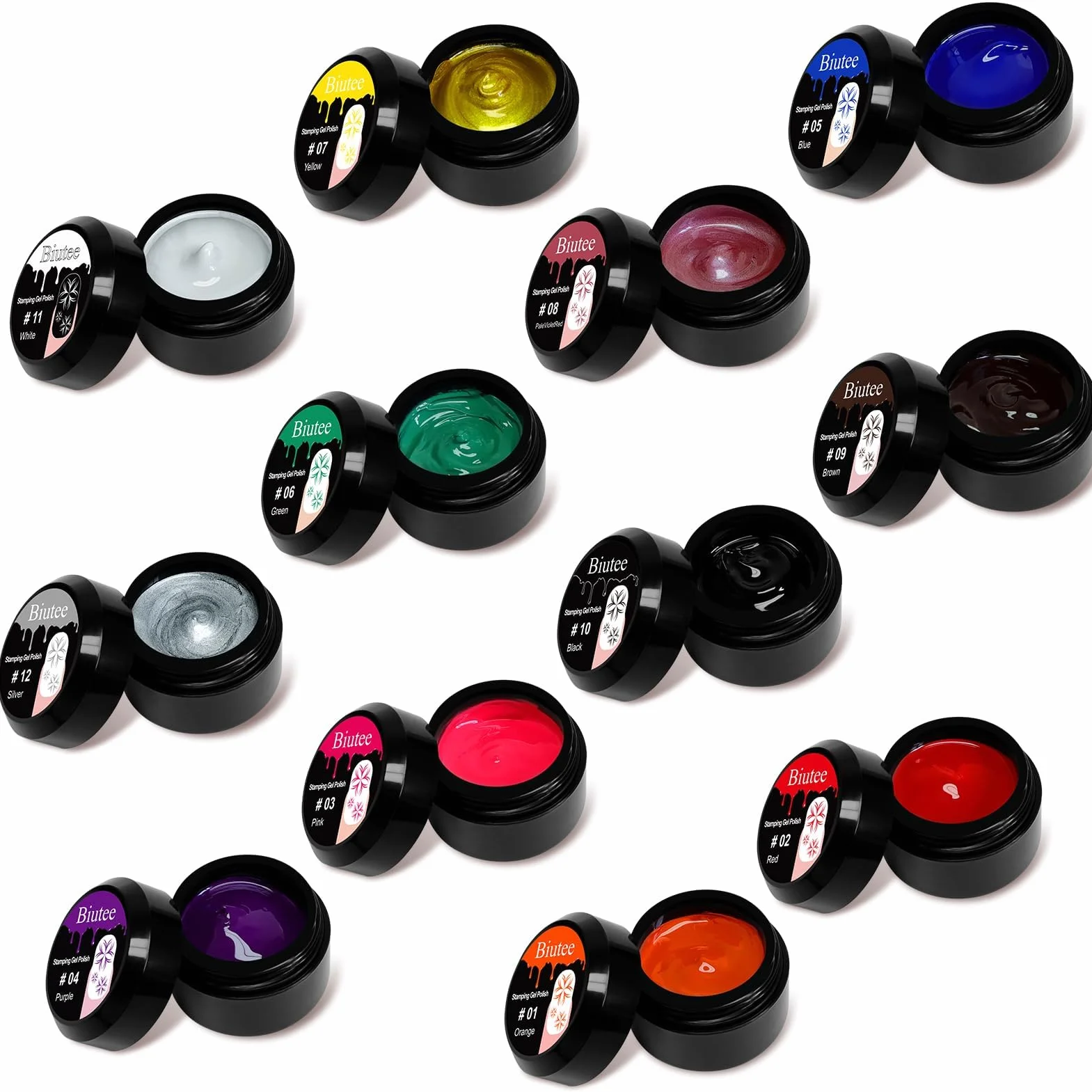 Biutee Vernis en Gel, 12 Farben UV Nagellack 8ml Gel de Stamping Nagellack Nail