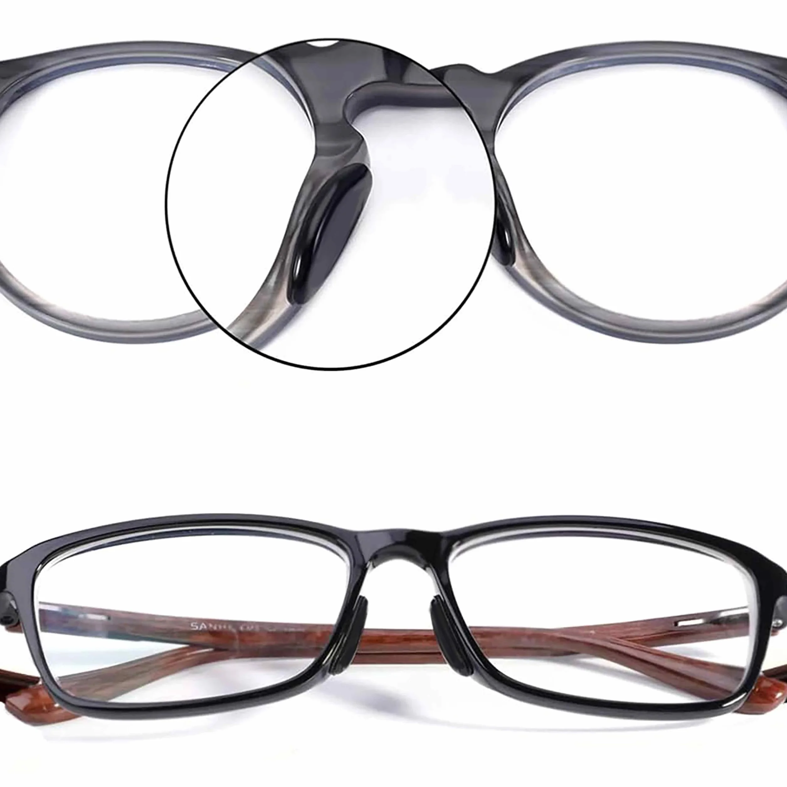 Plaquettes de Nez en Silicone Anti Glisse pour Lunettes, Coussinets Nez Adhésif Antidérapant