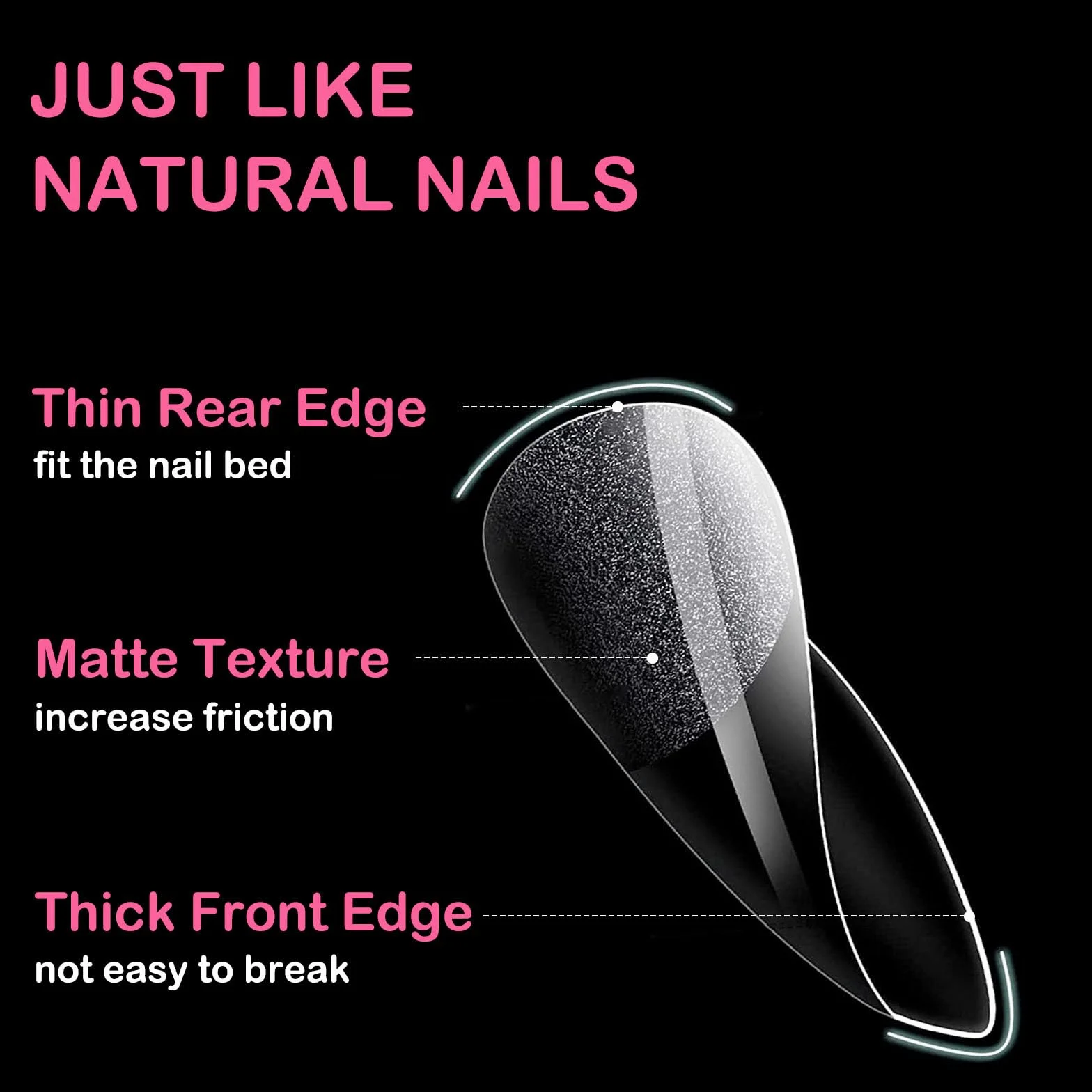 Capsule Americaine Ongle Amande 550 Pièces 11 Tailles Faux Ongles Gel Couverture Complète Semi Givré Manucure